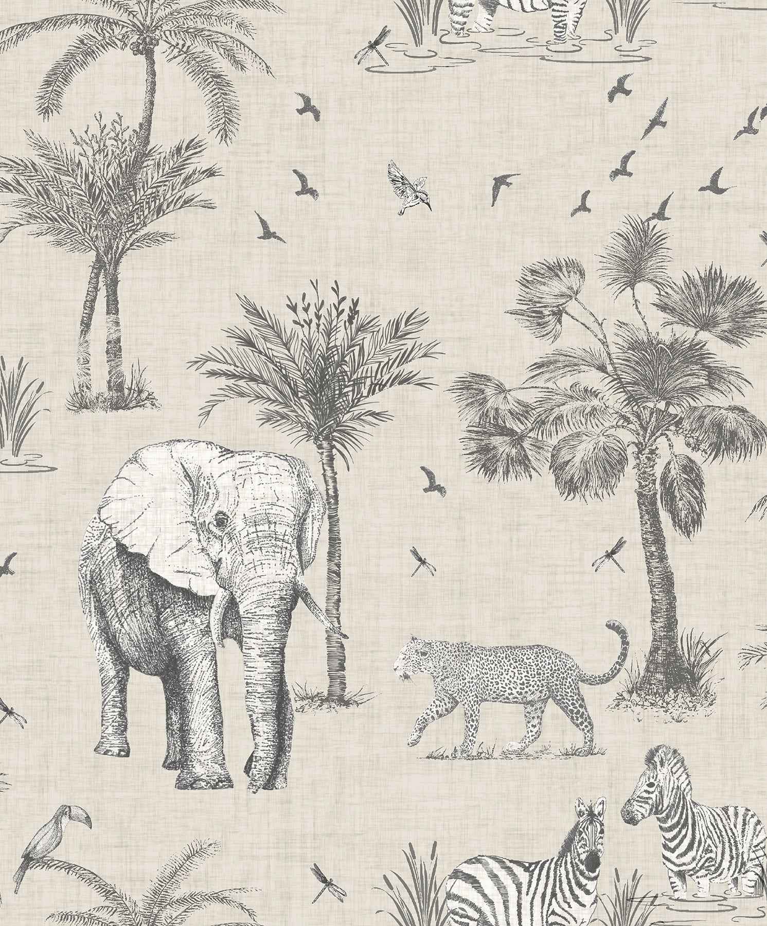 Lionel Grey Safari Lagoon Wallpaper - York Wallcoverings - AH908902 - York Wallcoverings Wallpaper