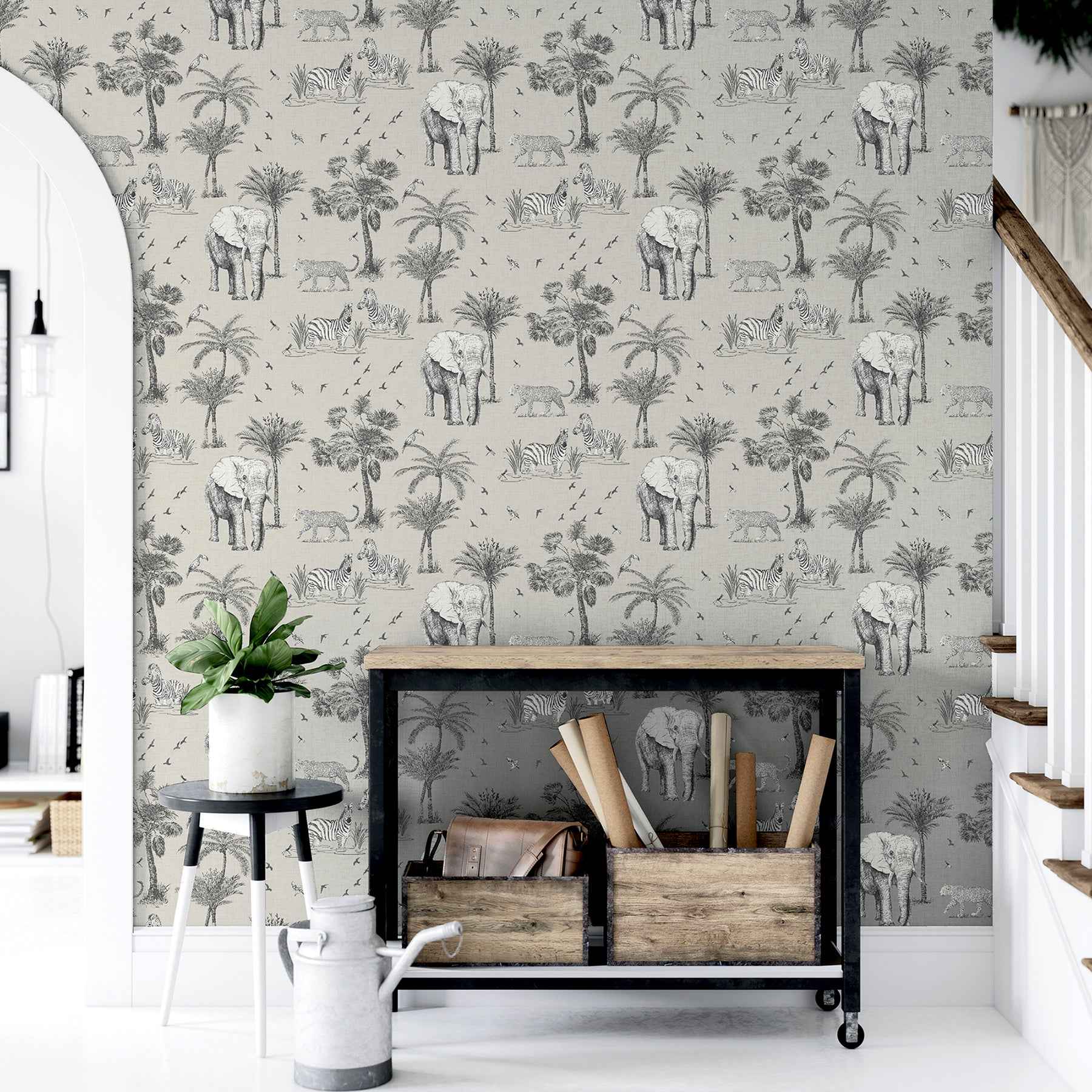 Lionel Grey Safari Lagoon Wallpaper - York Wallcoverings - AH908902 - York Wallcoverings Wallpaper
