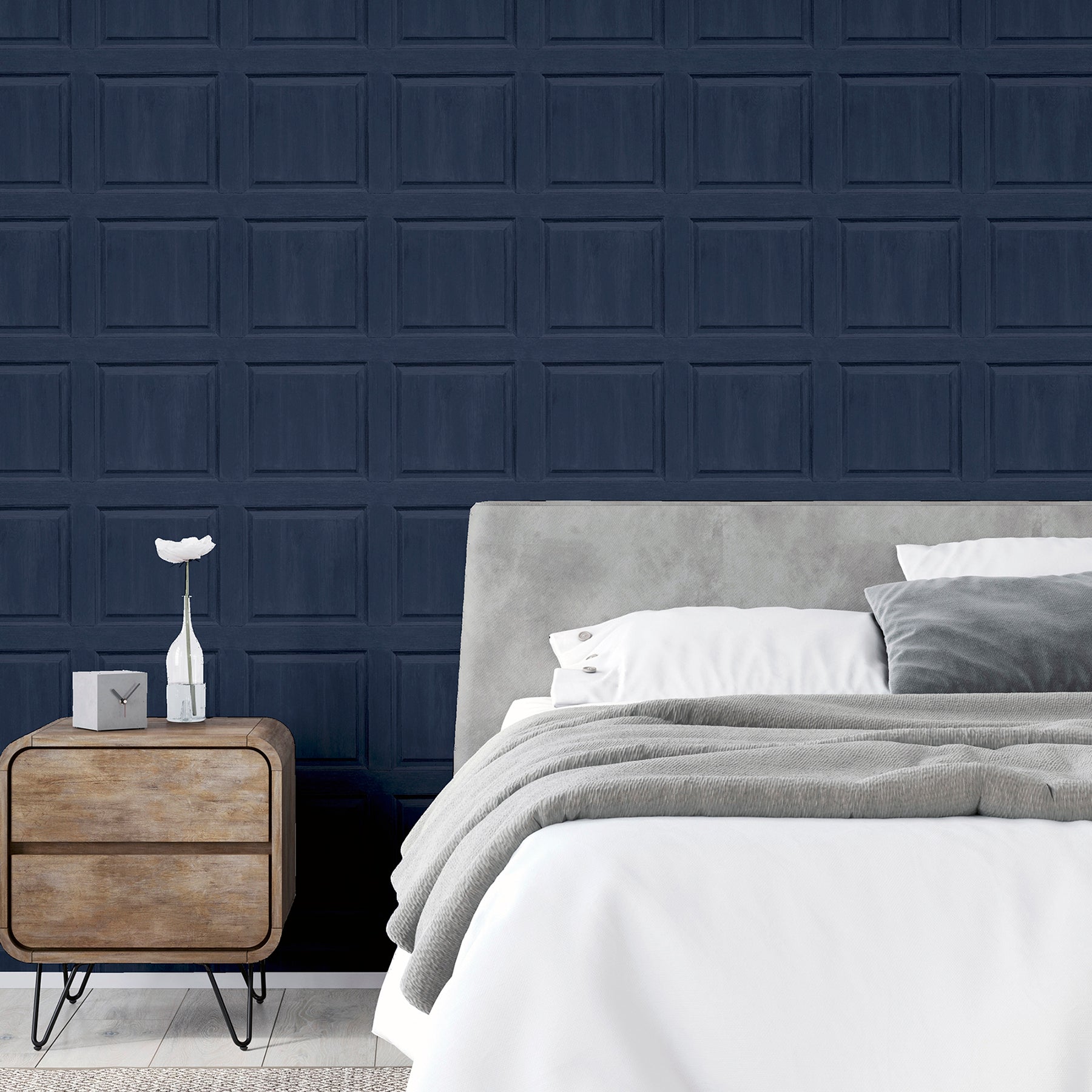 bellamy-navy-wooden-panel-wallpaper-york-wallcoverings-ah909601 - York Wallcoverings Wallpaper