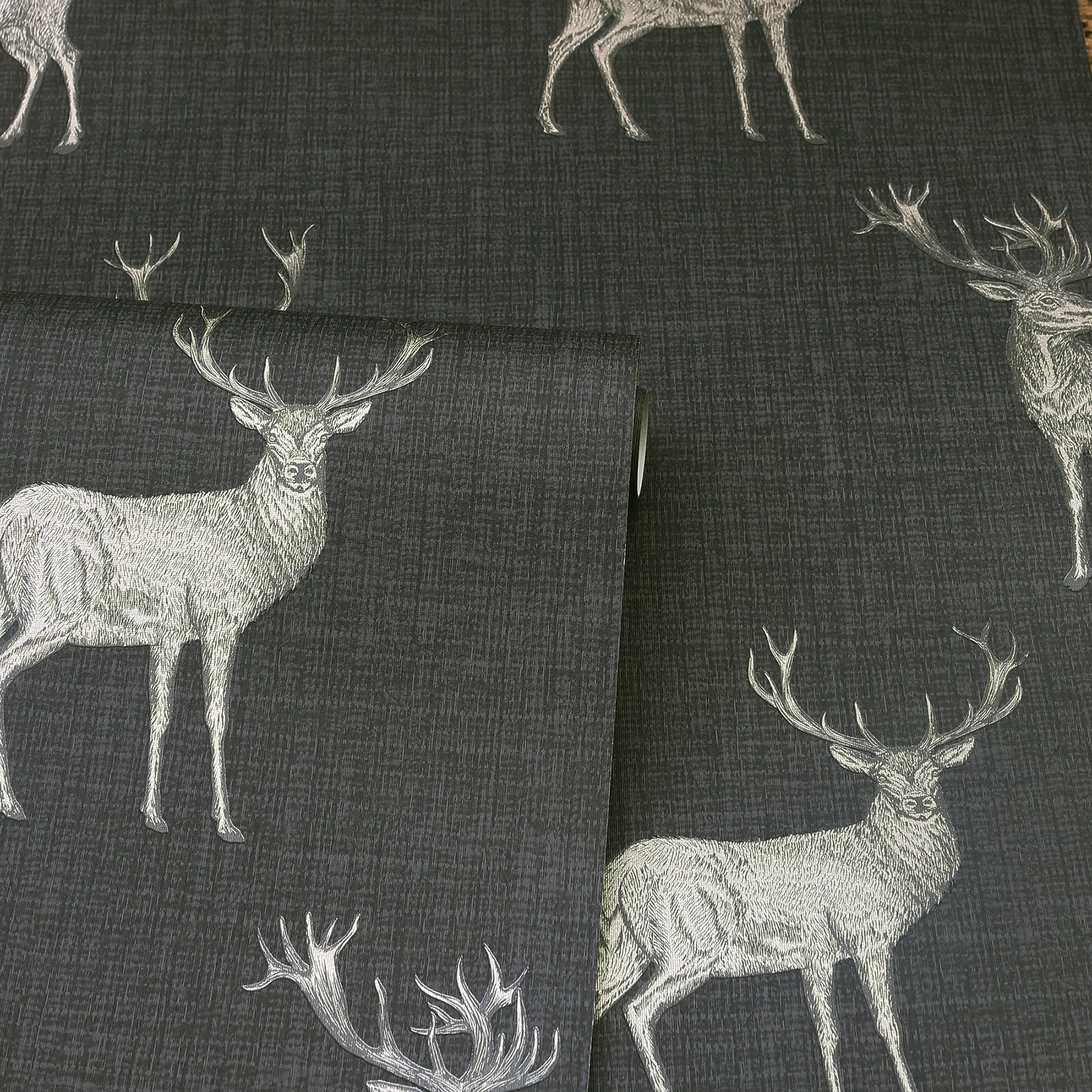 hank-charcoal-stag-wallpaper-york-wallcoverings-ah909607 - York Wallcoverings Wallpaper