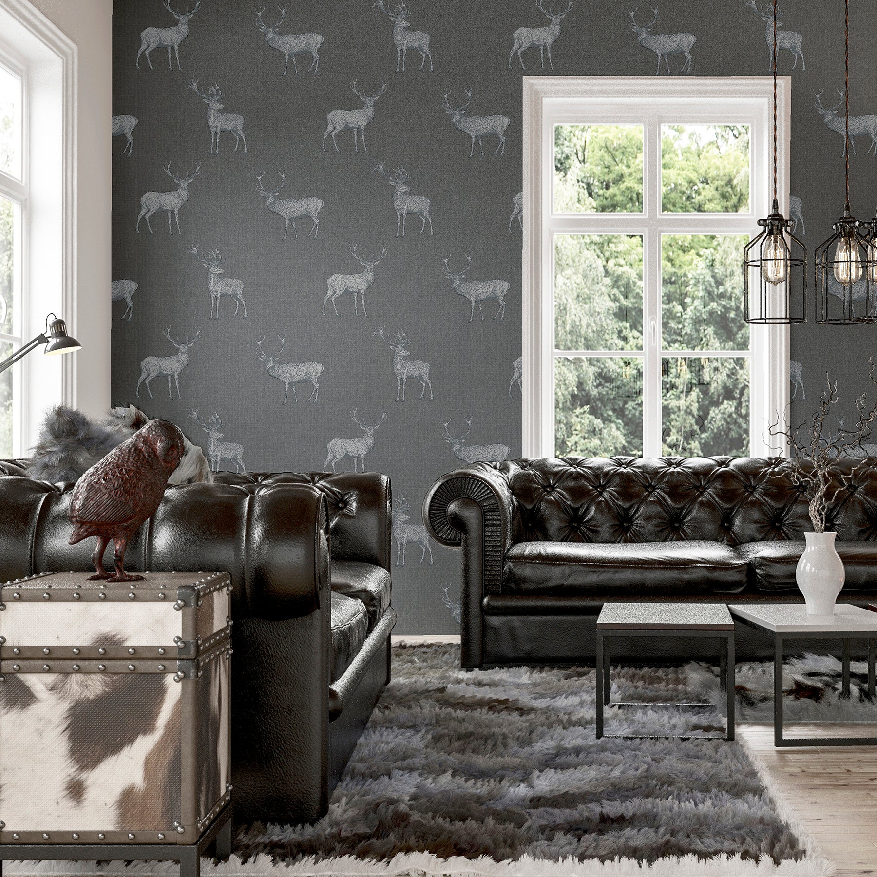 hank-grey-stag-wallpaper-york-wallcoverings-ah909608 - York Wallcoverings Wallpaper