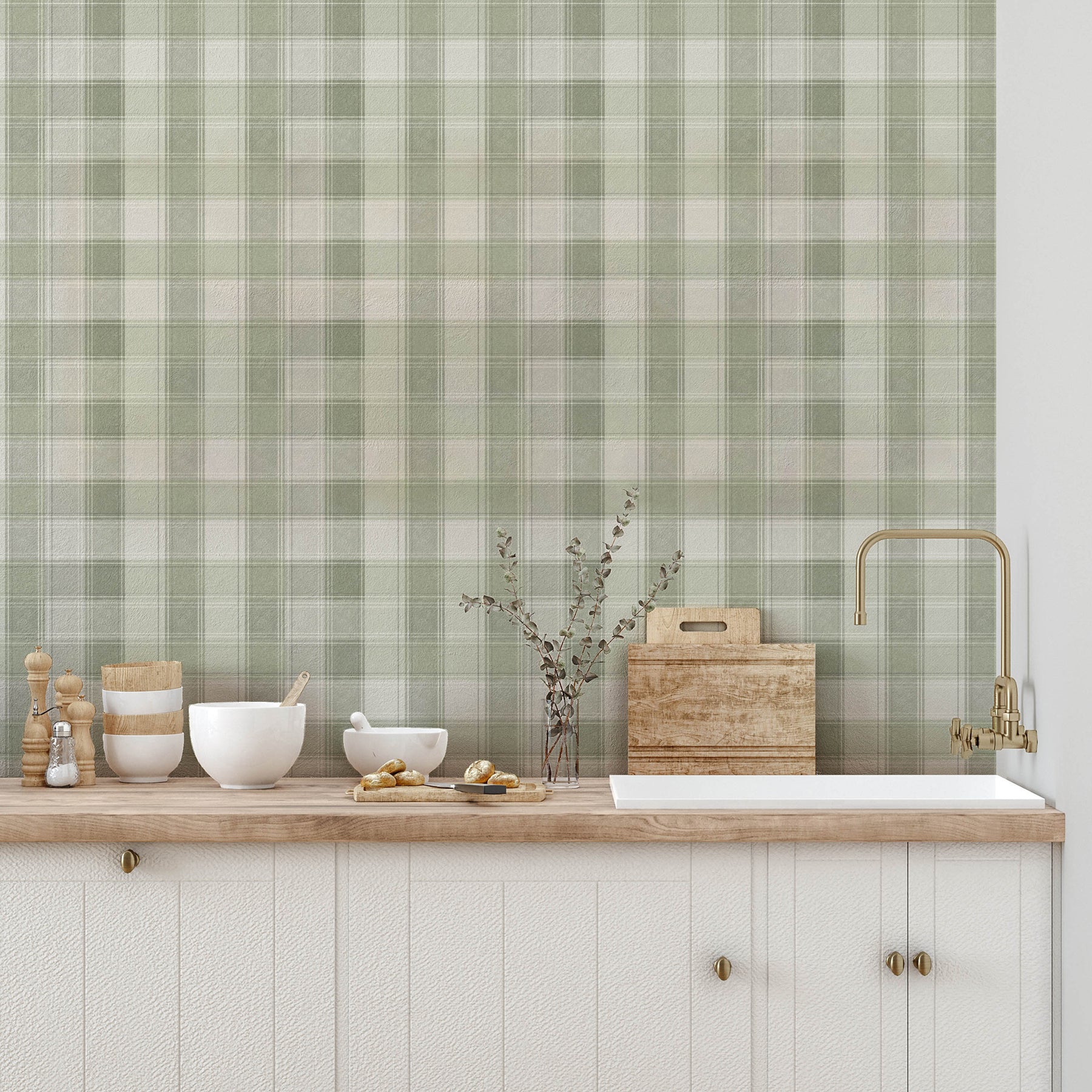 rita-green-country-check-wallpaper-york-wallcoverings-ah922806 - York Wallcoverings Wallpaper
