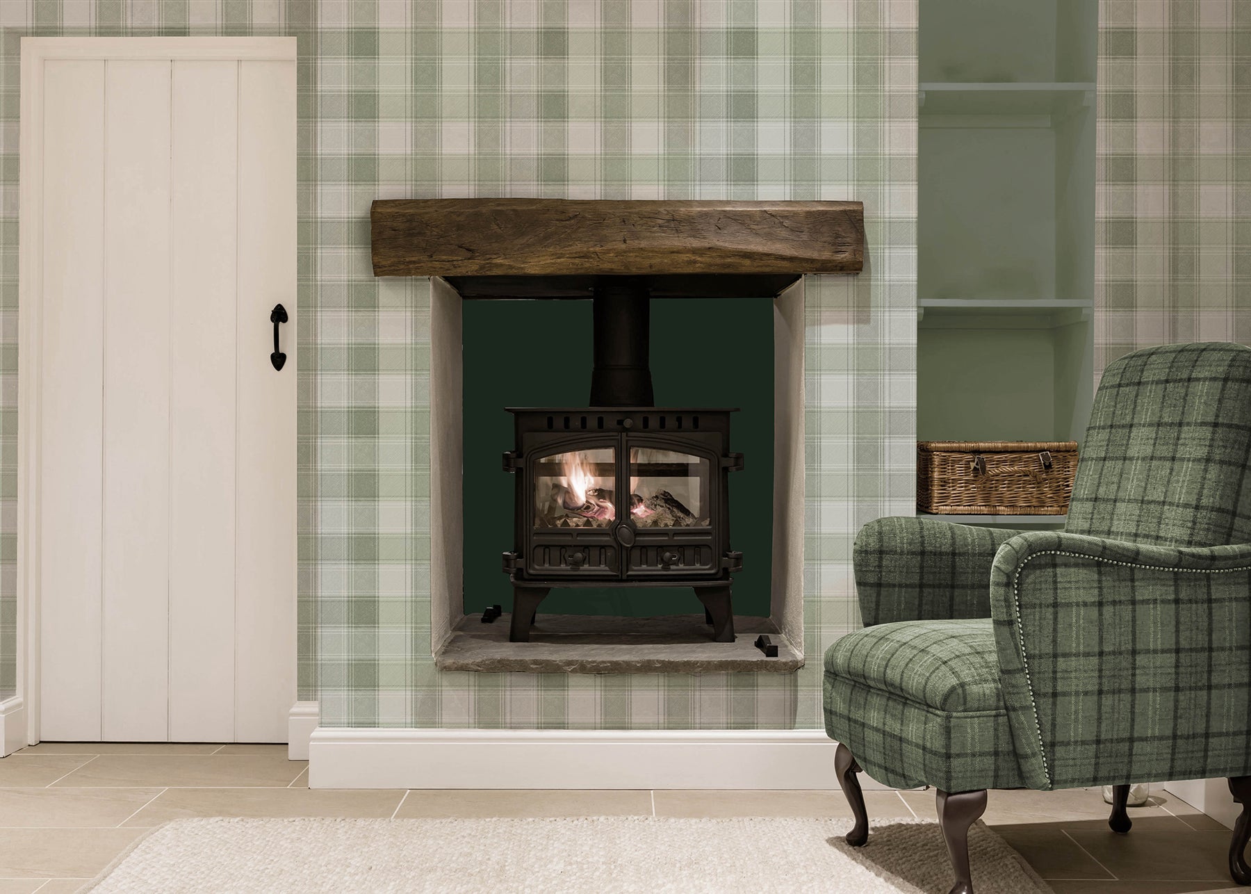 rita-green-country-check-wallpaper-york-wallcoverings-ah922806 - York Wallcoverings Wallpaper