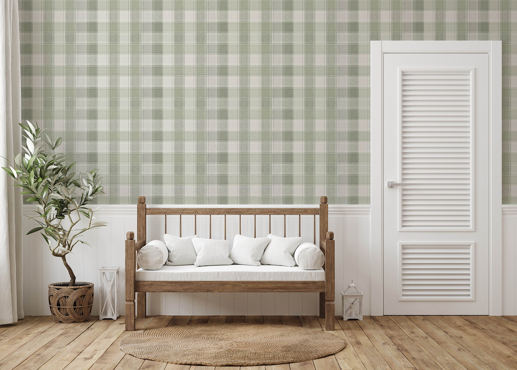rita-green-country-check-wallpaper-york-wallcoverings-ah922806 - York Wallcoverings Wallpaper