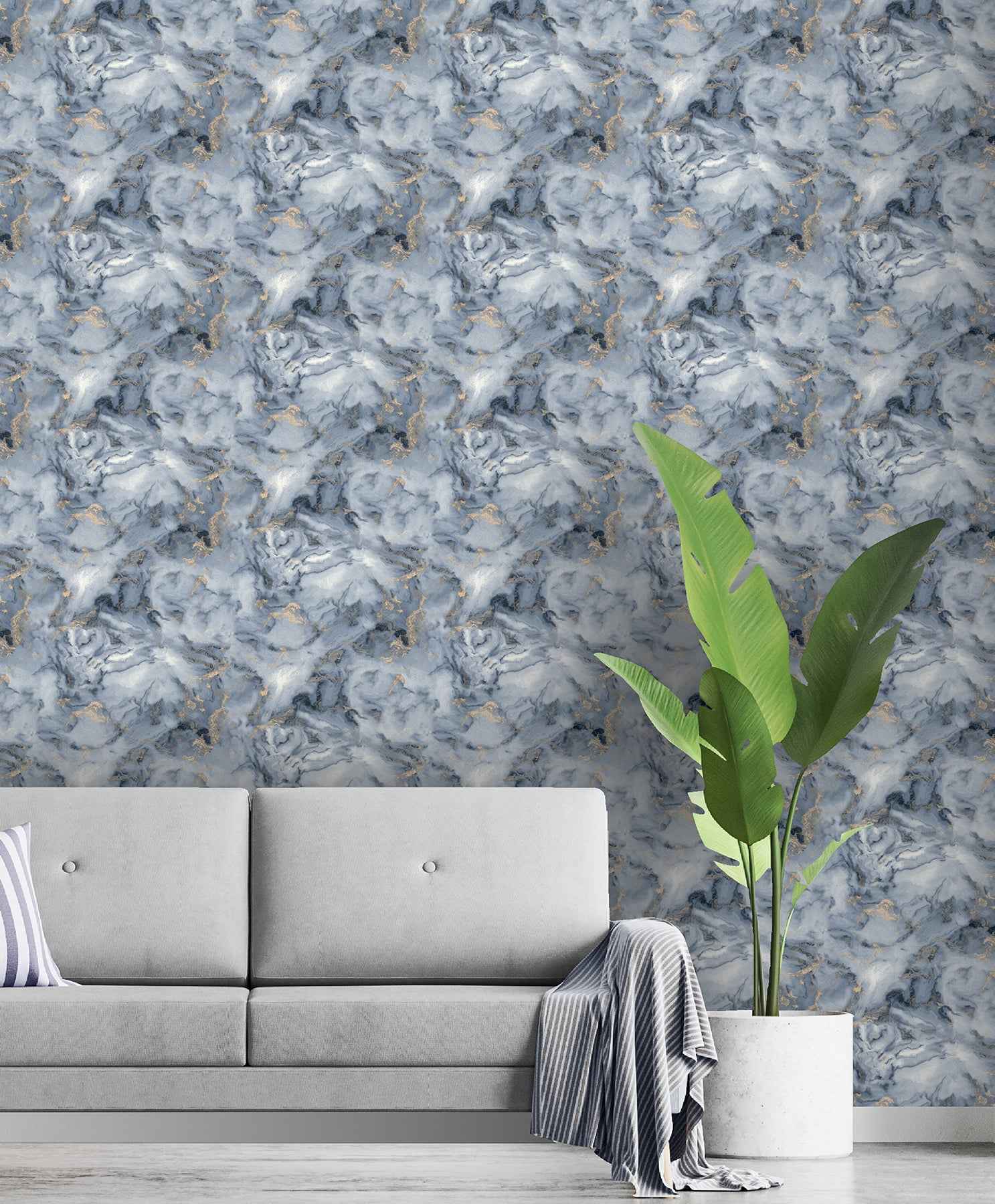 Merrick Navy Marble Wallpaper - York Wallcoverings - AH923000 - York Wallcoverings Wallpaper