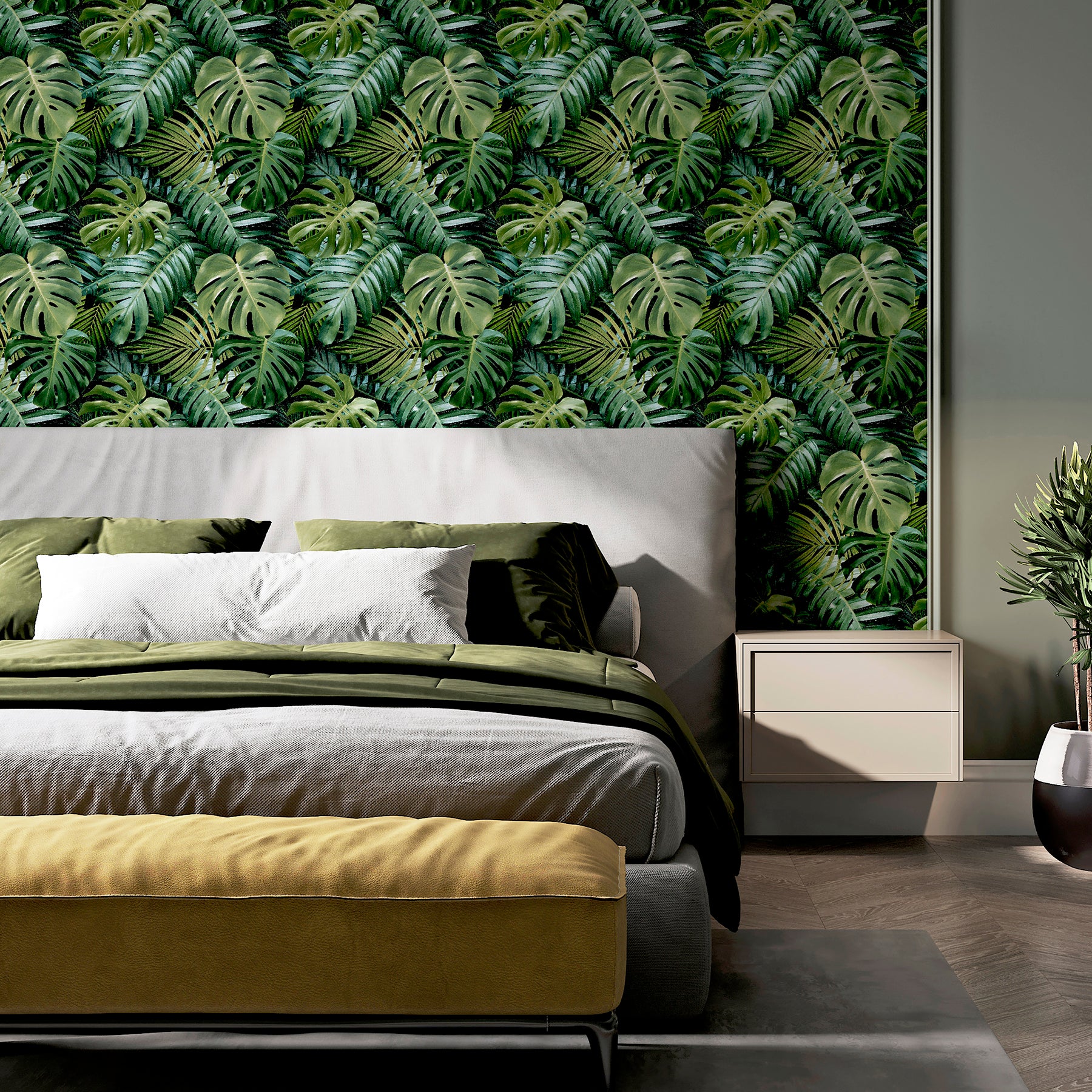harlynn-green-monstera-wallpaper-york-wallcoverings-ah924108 - York Wallcoverings Wallpaper