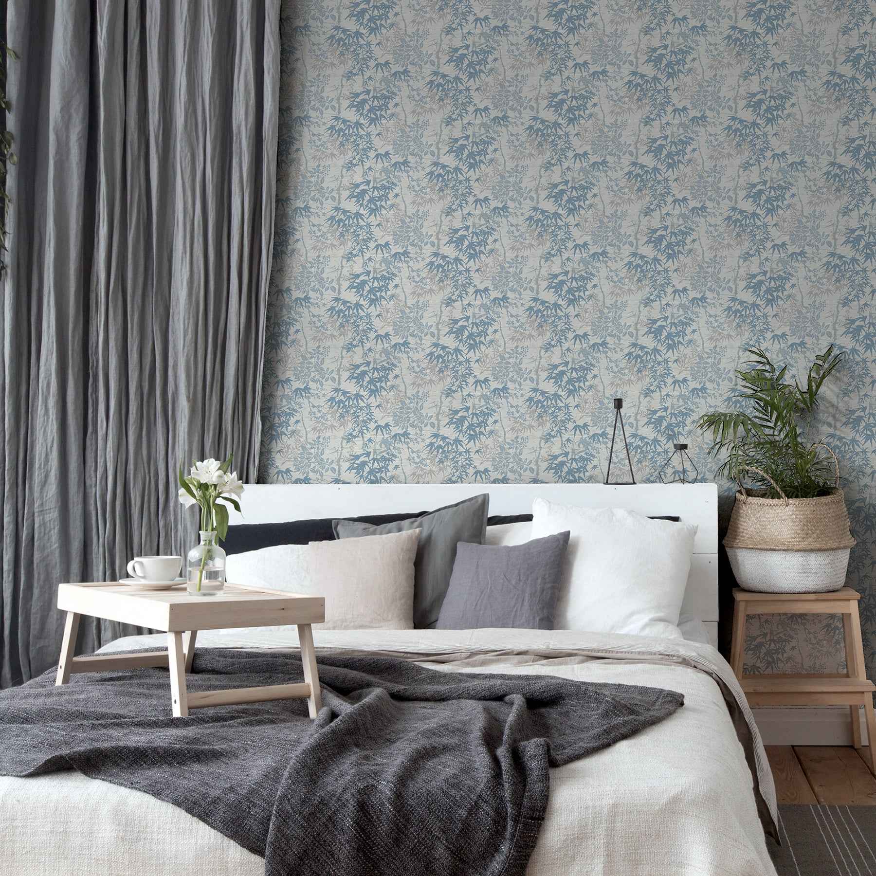 Elinore Blue Bamboo Trail Wallpaper - York Wallcoverings - AH924407 - York Wallcoverings Wallpaper