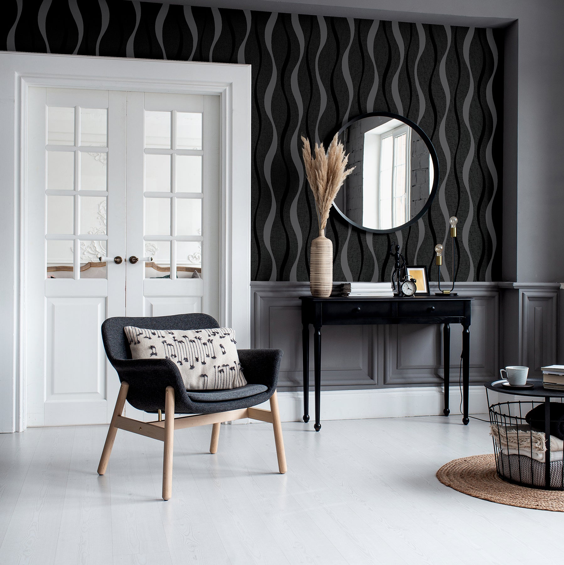 tazz-black-ribbons-wallpaper-york-wallcoverings-ah924502 - York Wallcoverings Wallpaper