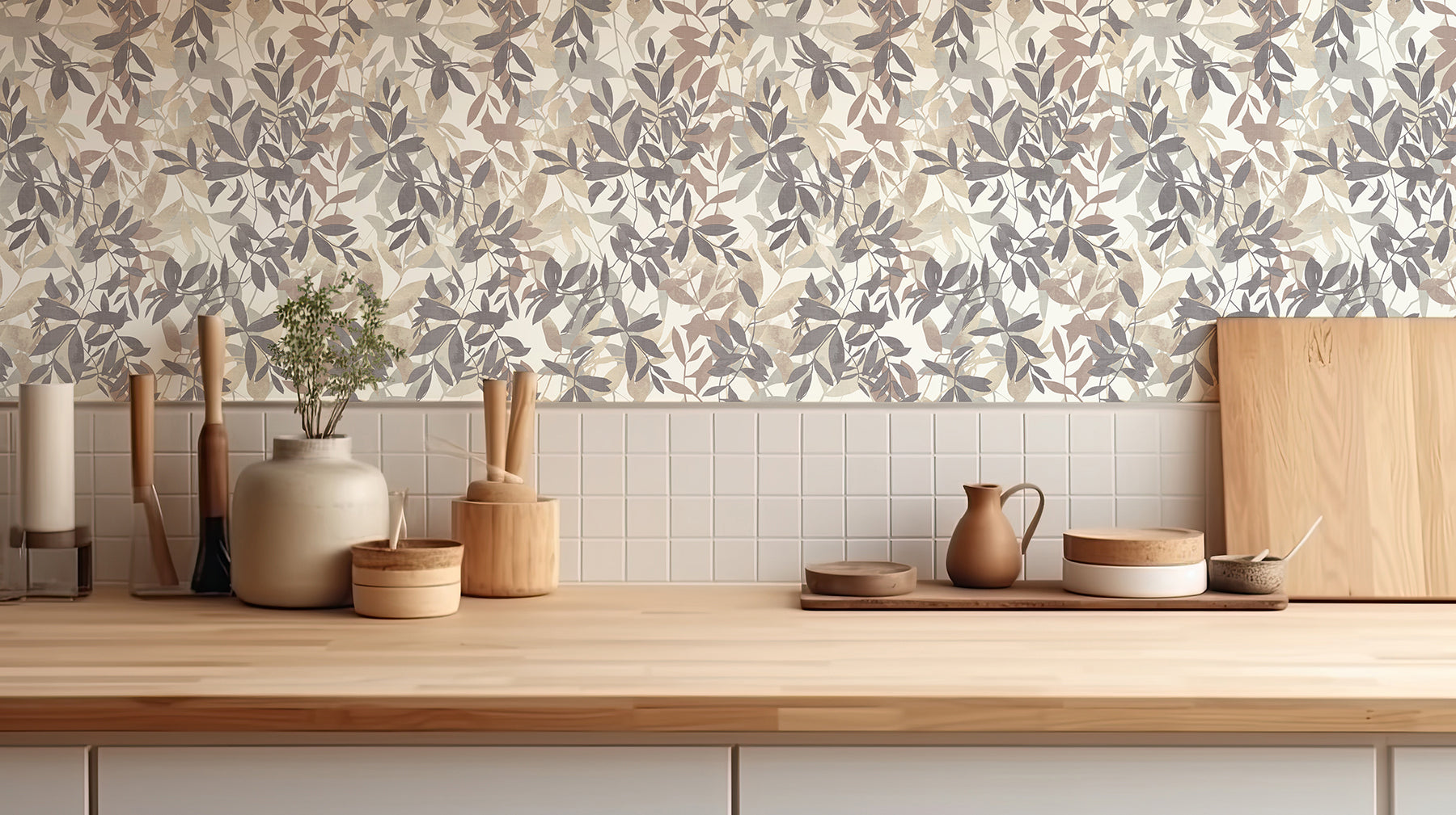 georgianna-neutral-botanical-leaves-wallpaper-york-wallcoverings-ah924600 - York Wallcoverings Wallpaper