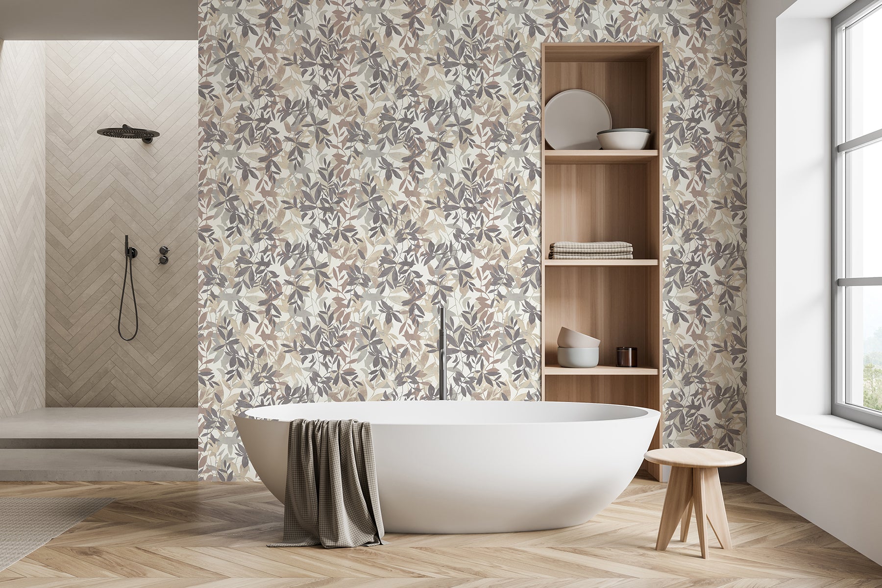 georgianna-neutral-botanical-leaves-wallpaper-york-wallcoverings-ah924600 - York Wallcoverings Wallpaper