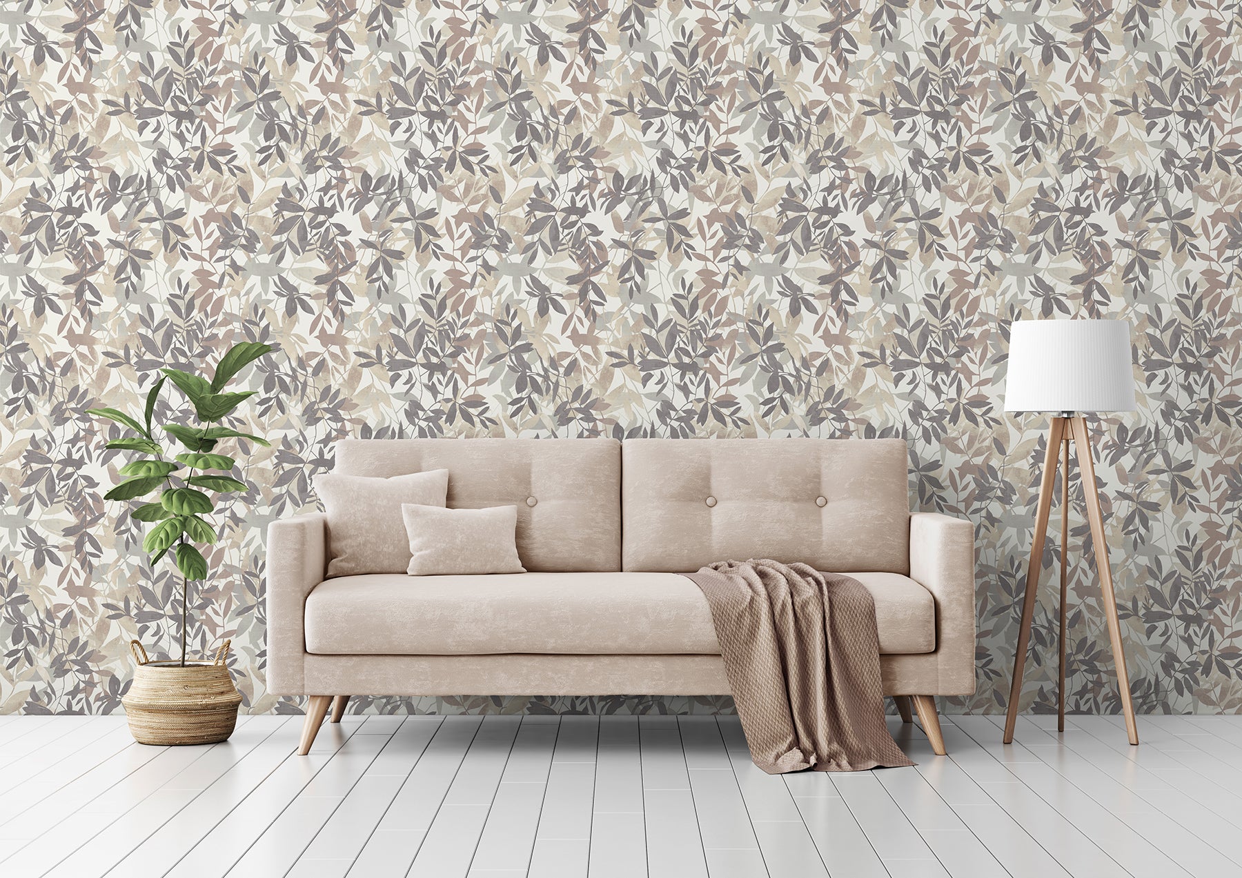 georgianna-neutral-botanical-leaves-wallpaper-york-wallcoverings-ah924600 - York Wallcoverings Wallpaper