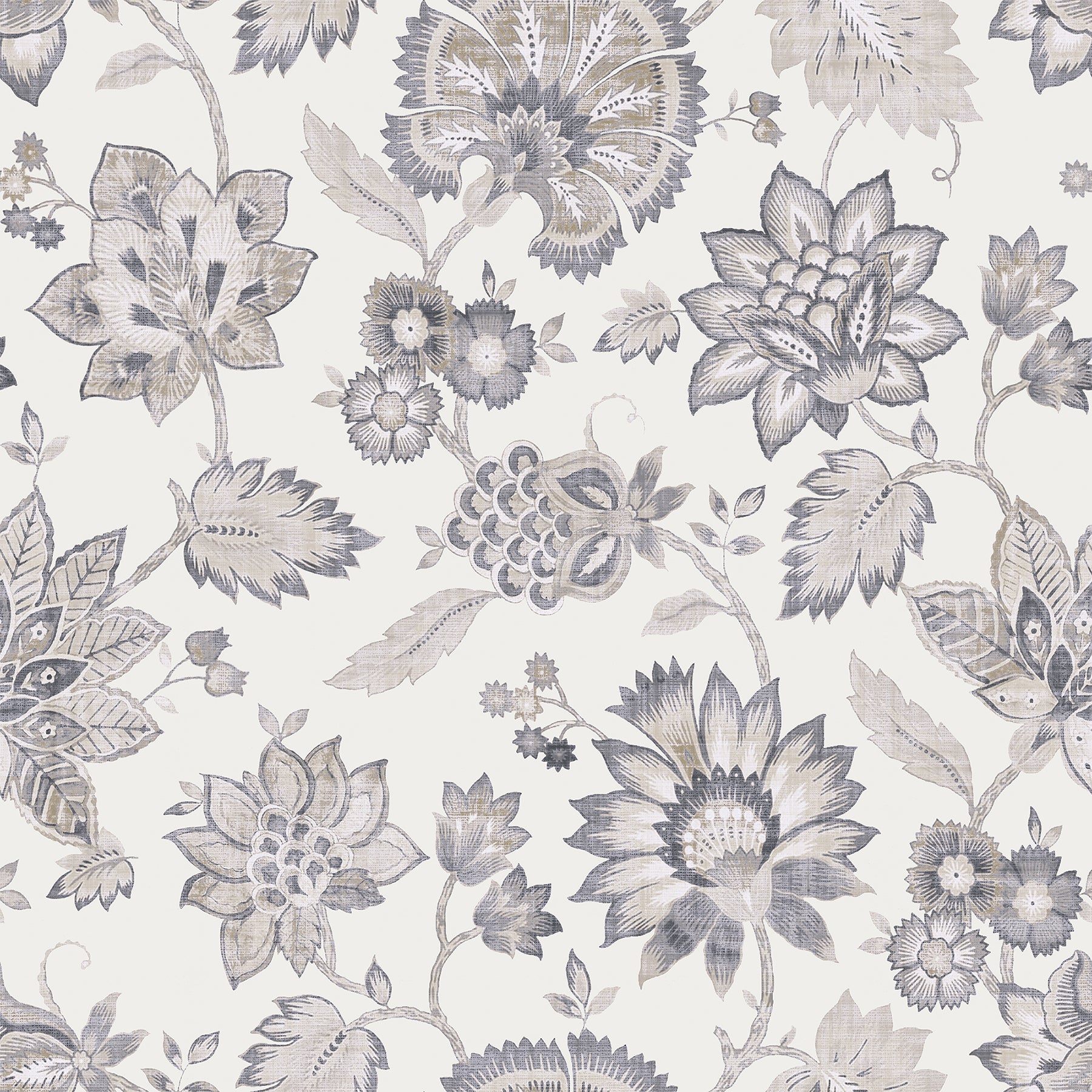 Prudie Denim Jacobean Trail Wallpaper - York Wallcoverings - AH924707