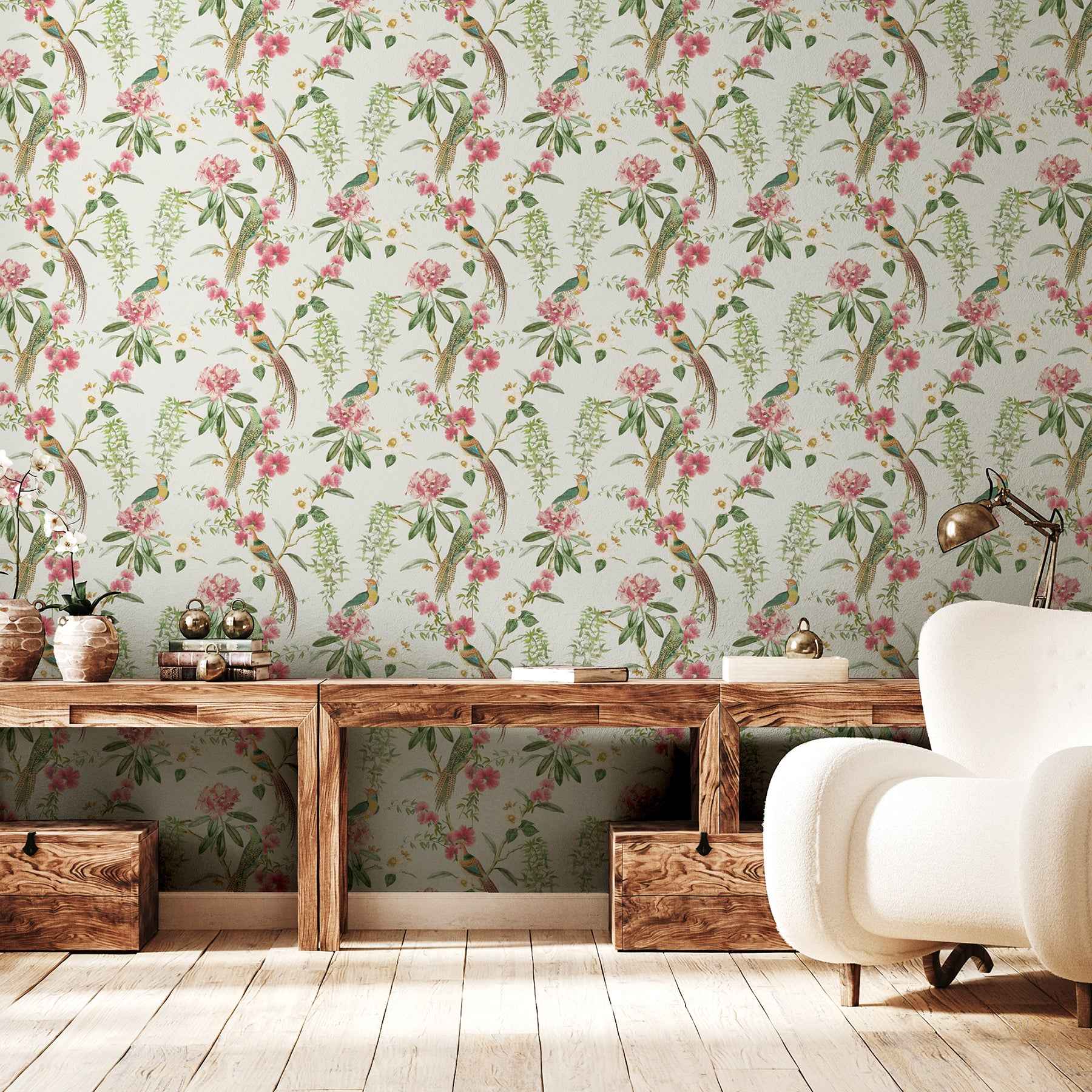 Celine Pink Courtyard Garden Wallpaper - York Wallcoverings - AH924907 - York Wallcoverings Wallpaper