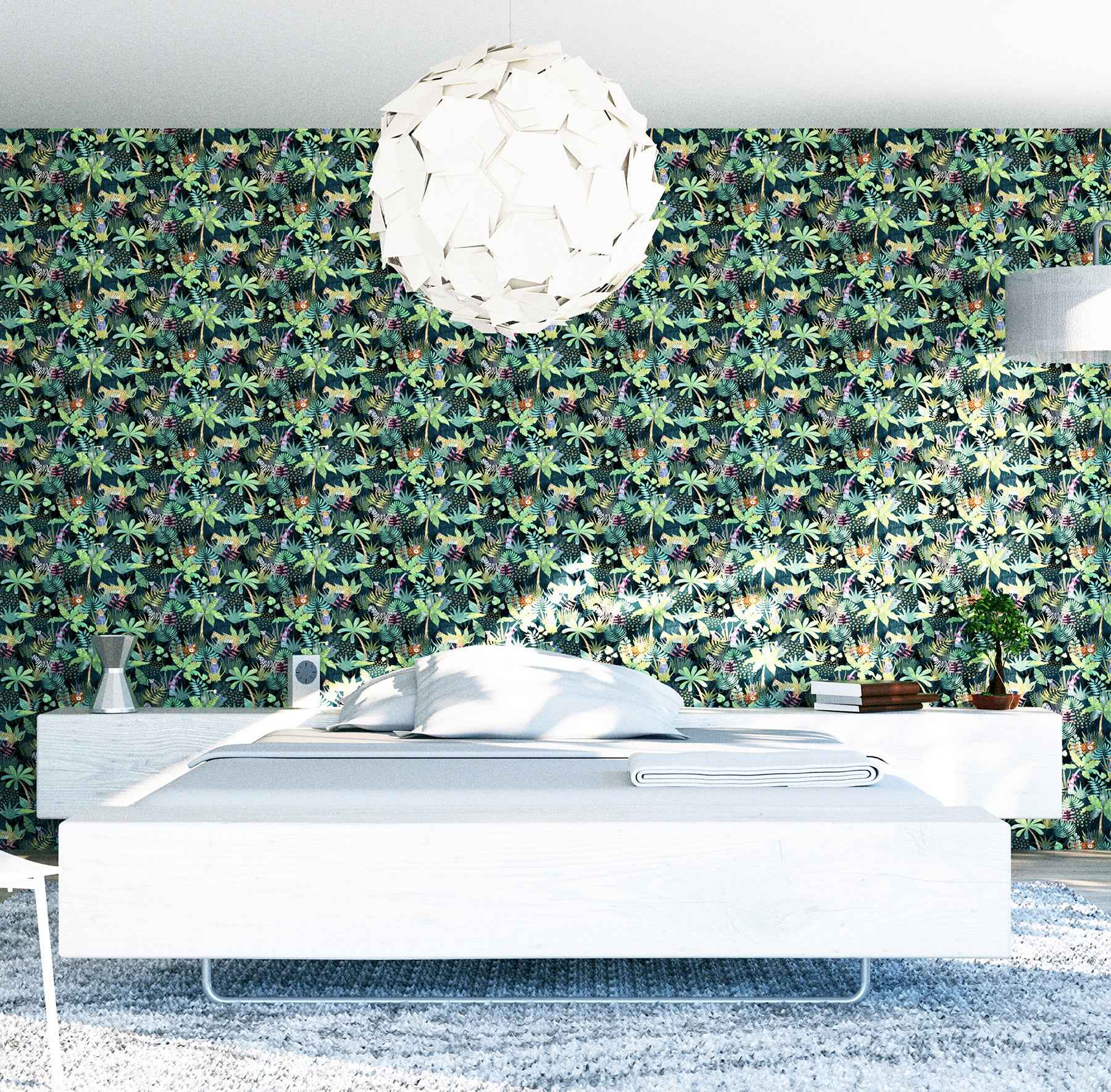 Fonda Dark Green Jungle Party Wallpaper - York Wallcoverings - AH925308 - York Wallcoverings Wallpaper