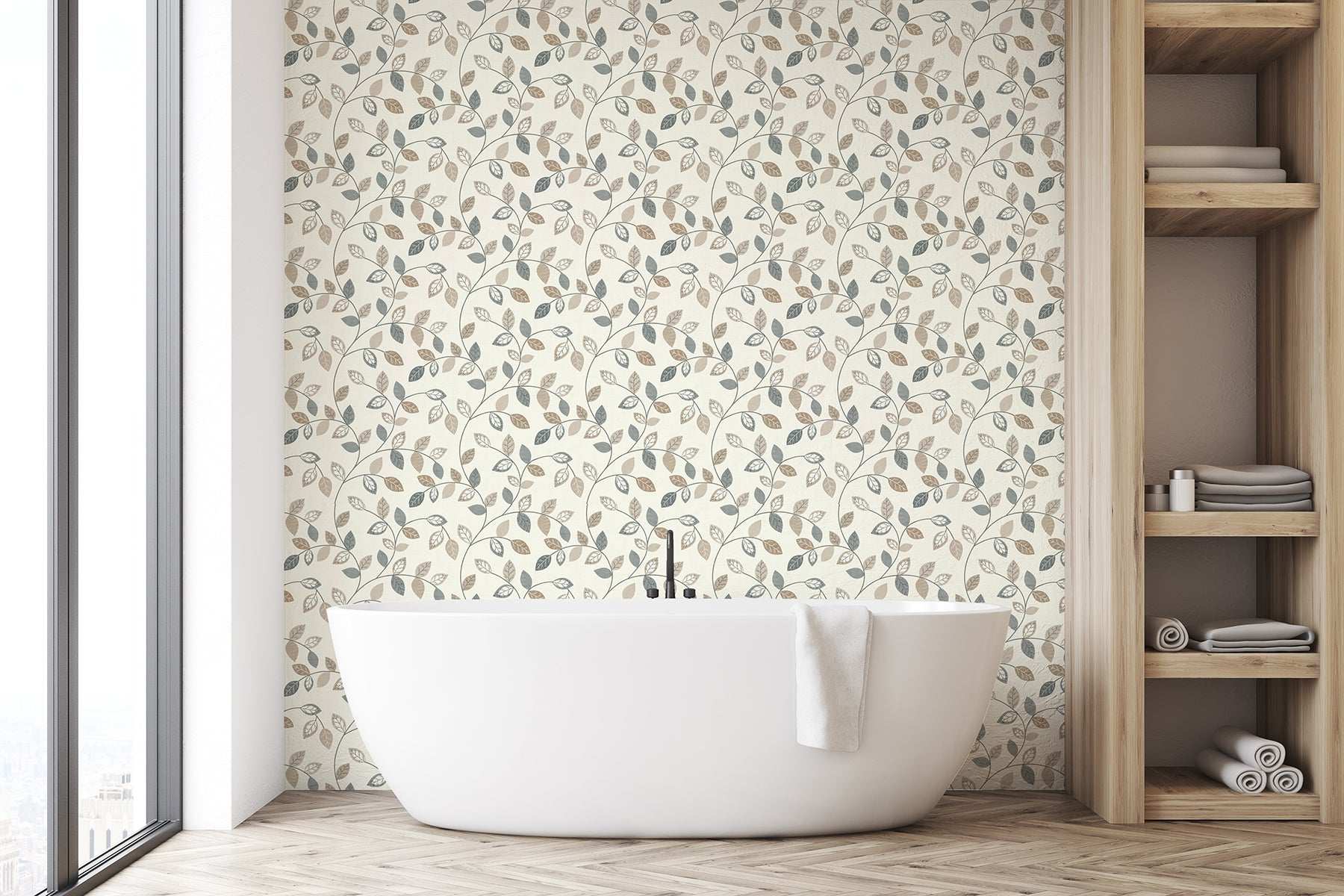 sylvie-neutral-leaf-trail-wallpaper-york-wallcoverings-ah925405 - York Wallcoverings Wallpaper