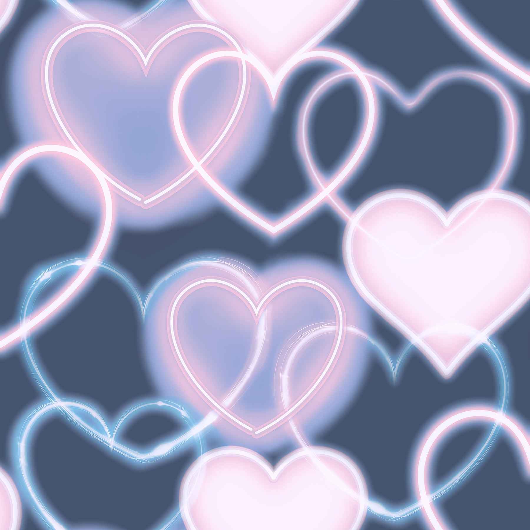 Effie Navy Neon Heart Wallpaper - York Wallcoverings - AH925605