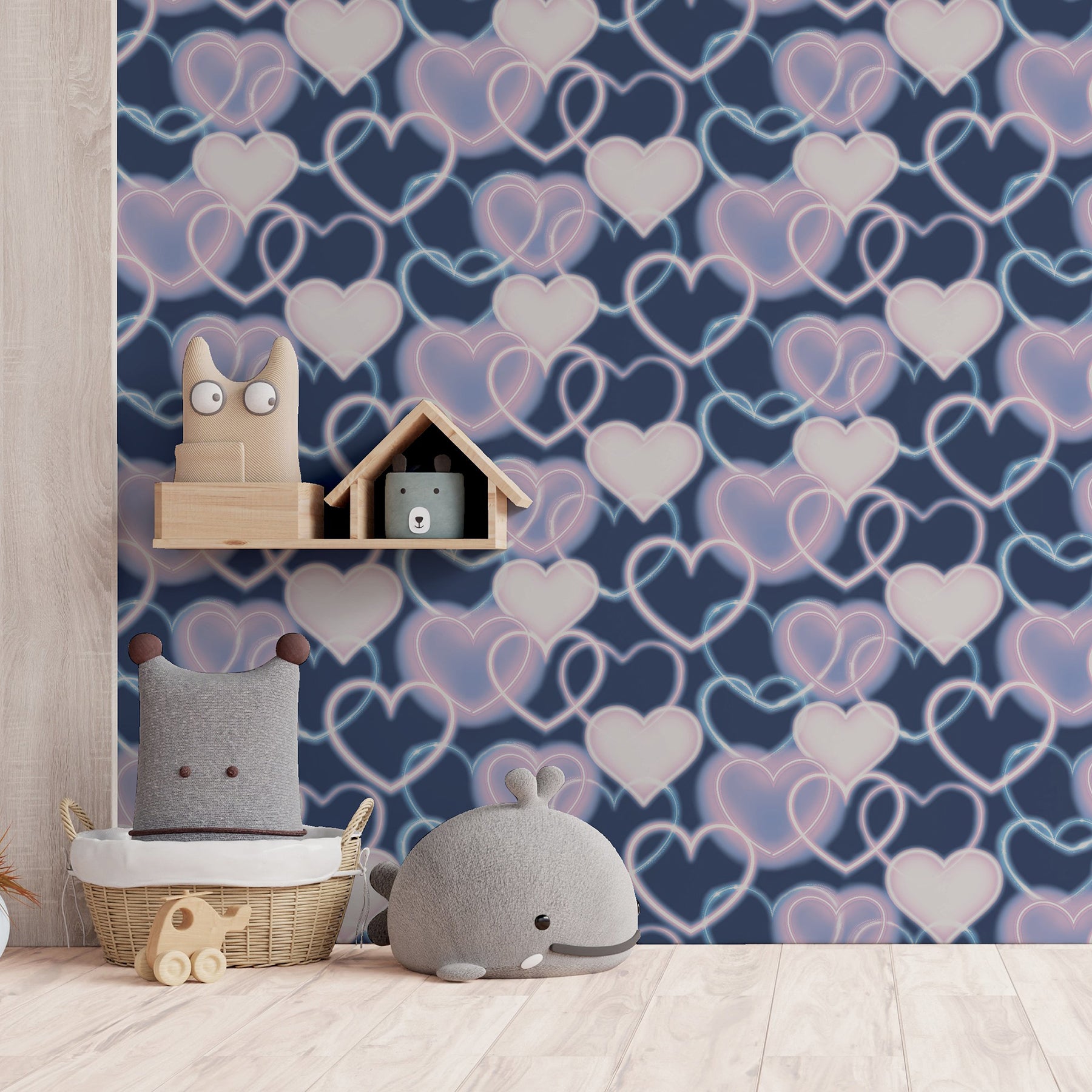 effie-navy-neon-heart-wallpaper-york-wallcoverings-ah925605 - York Wallcoverings Wallpaper