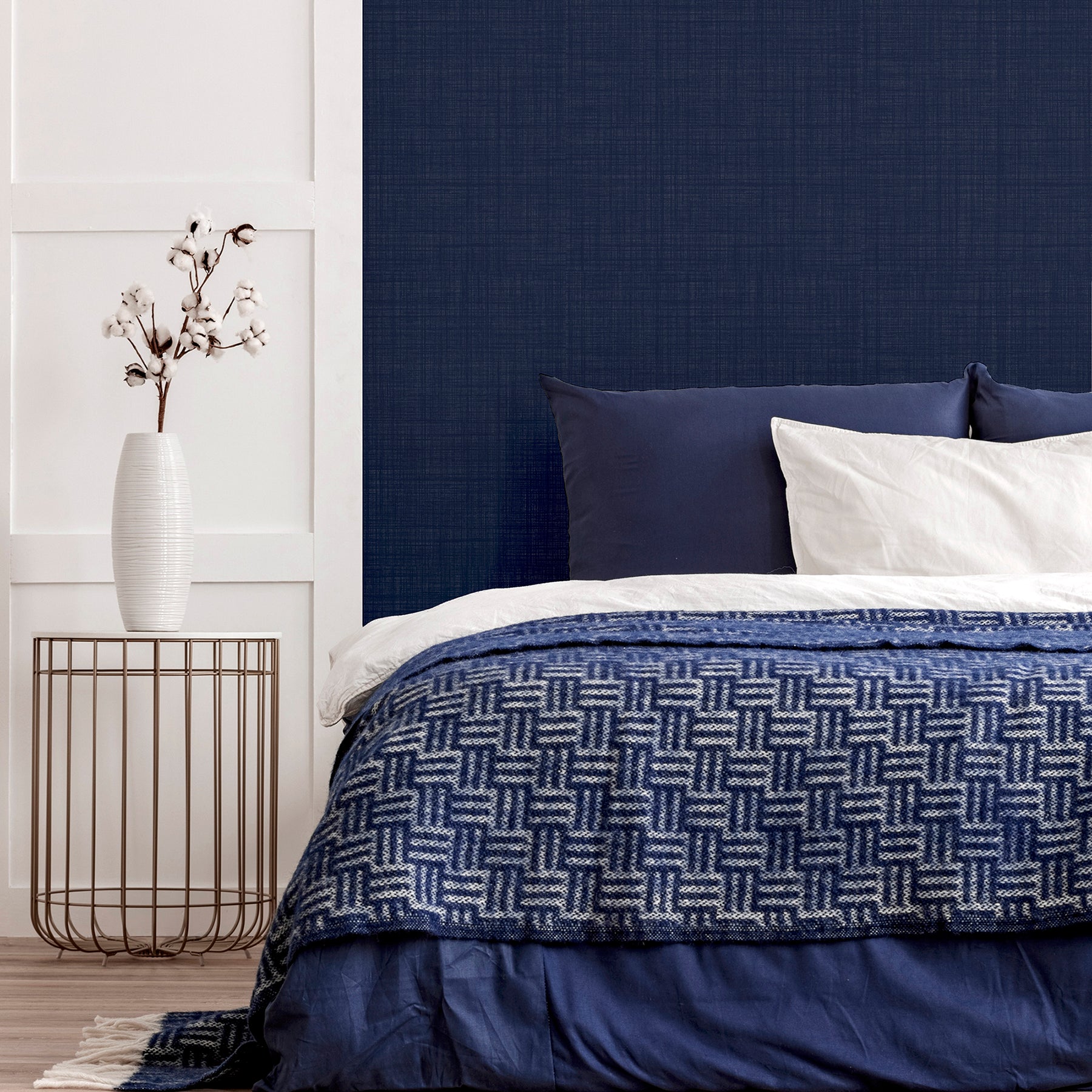 rafe-navy-woven-texture-wallpaper-york-wallcoverings-ah946002 - York Wallcoverings Wallpaper