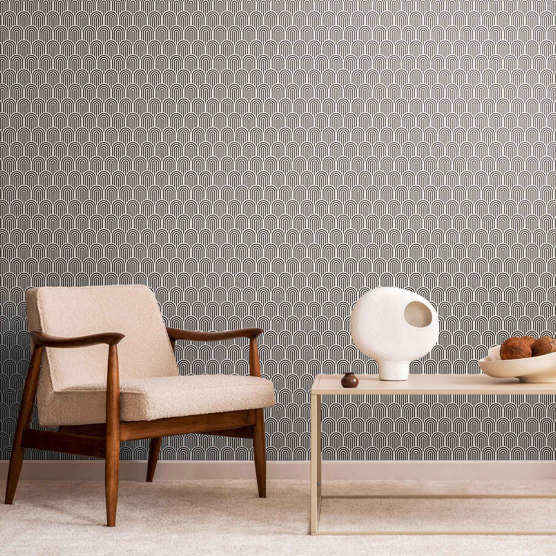 Retro Arch Black Peel & Stick Wallpaper - York Wallcoverings - HWA1067PU - York Wallcoverings Wallpaper