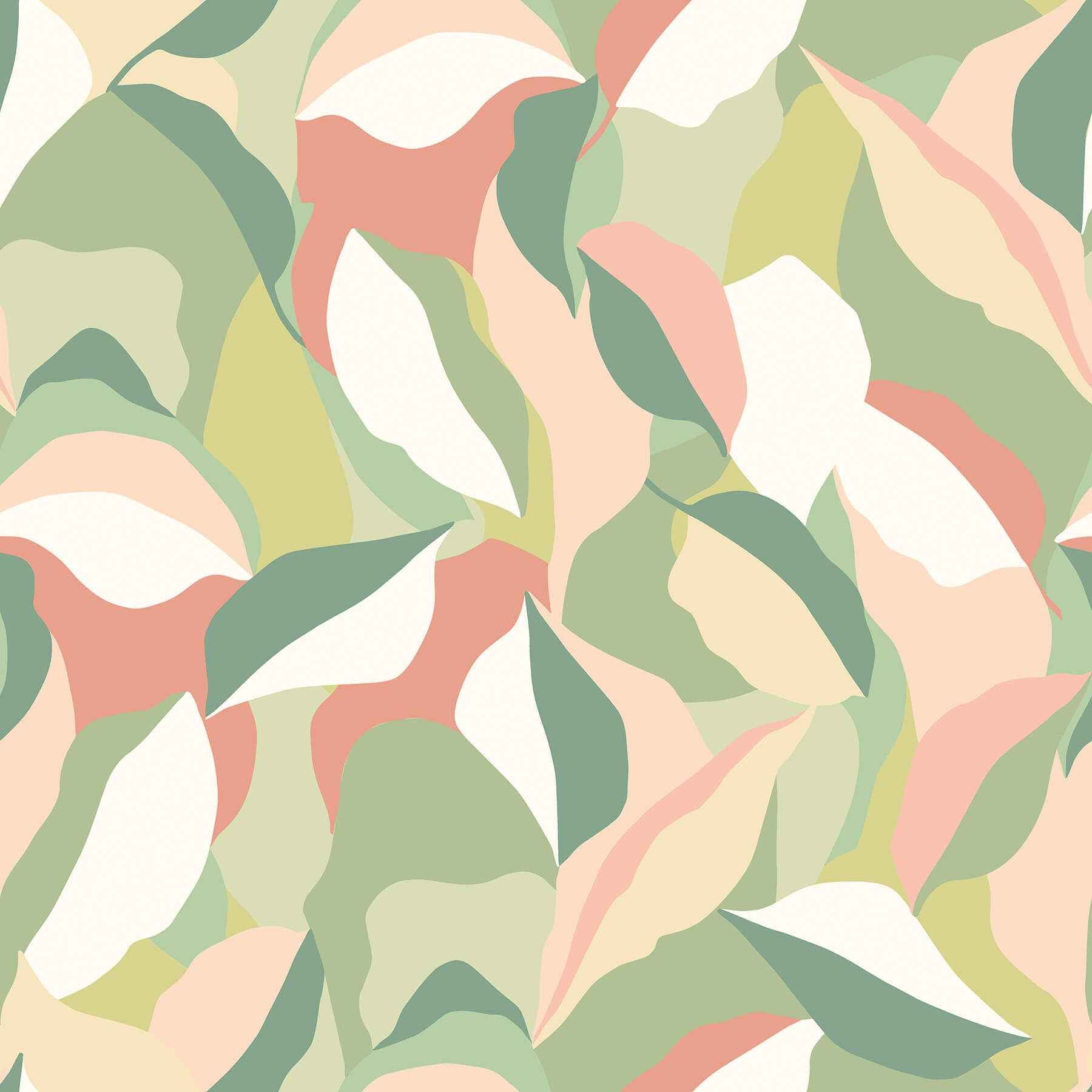 Leafy Patchwork Olive Blush Peel and Stick Wallpaper - York Wallcoverings - HWA1160PU
