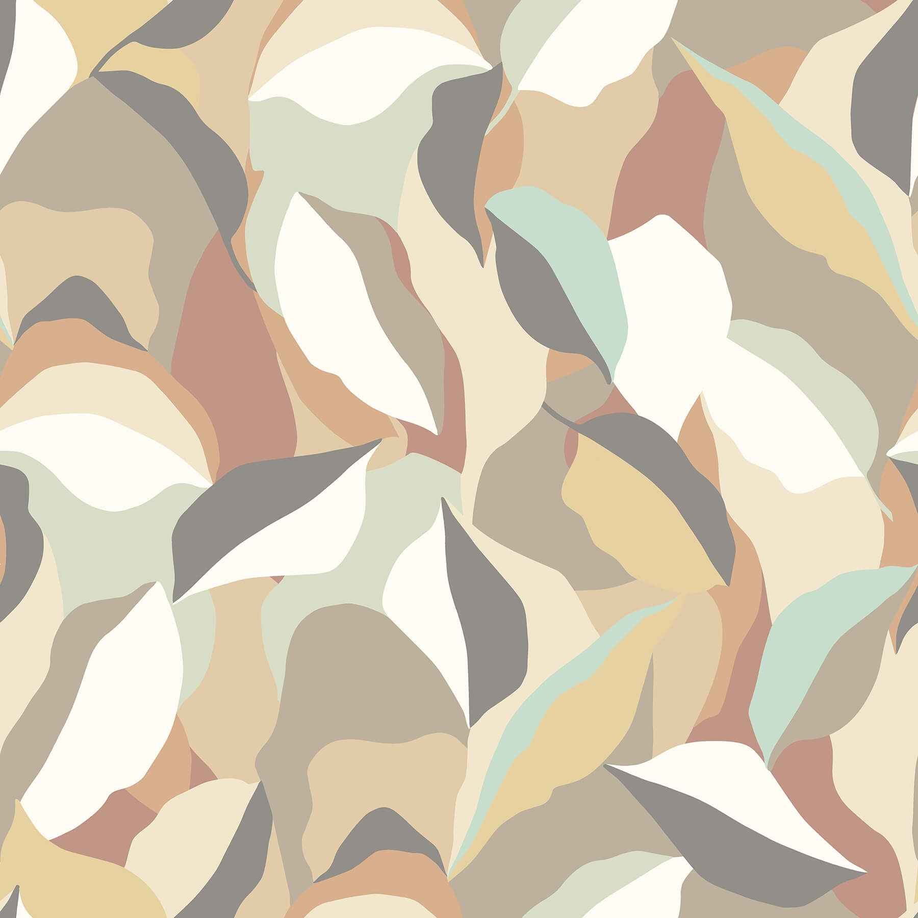Leafy Patchwork Caramel Mint Peel and Stick Wallpaper - York Wallcoverings - HWA1161PU