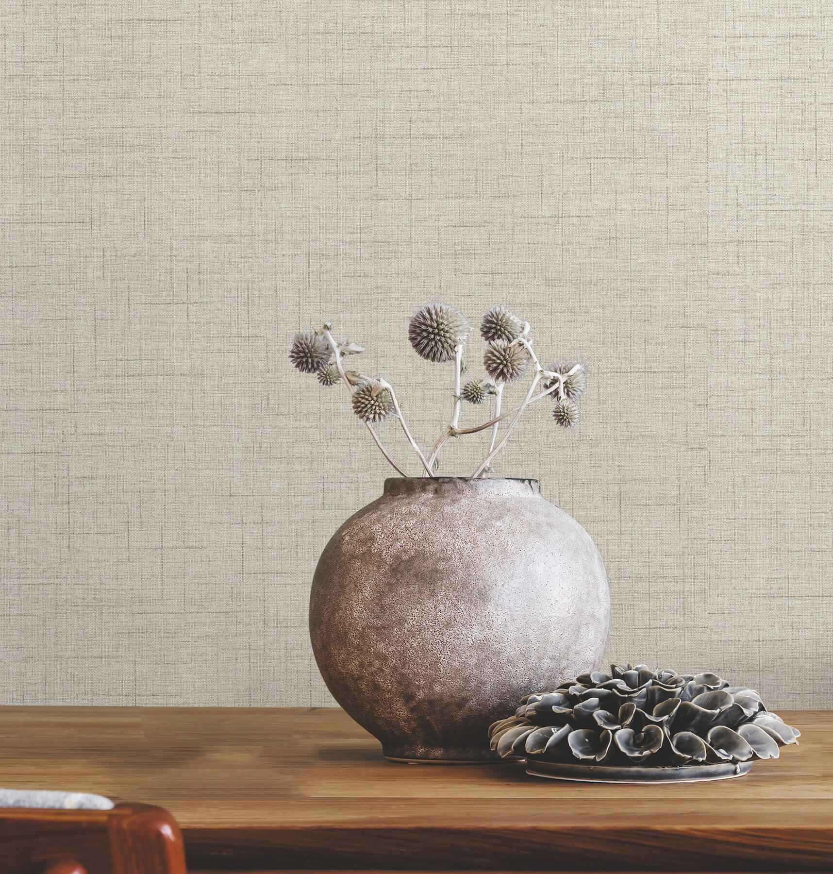 Leon Light Grey Faux Fabric Wallpaper - York Wallcoverings - 4207-5418 - York Wallcoverings Wallpaper
