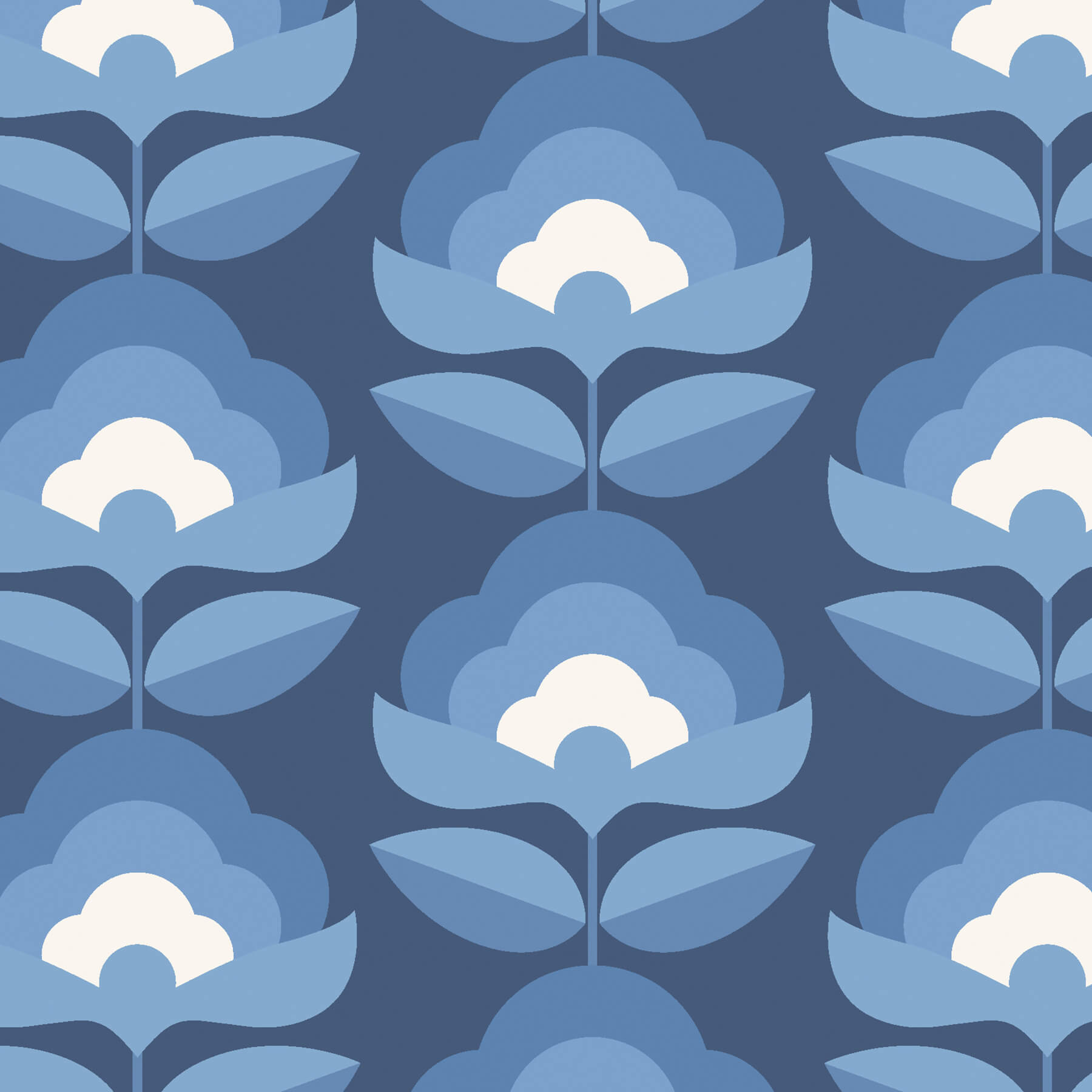 retro-flower-indigo-mix-peel-and-stick-wallpaper-york-wallcoverings-hwa1175pu - York Wallcoverings Wallpaper