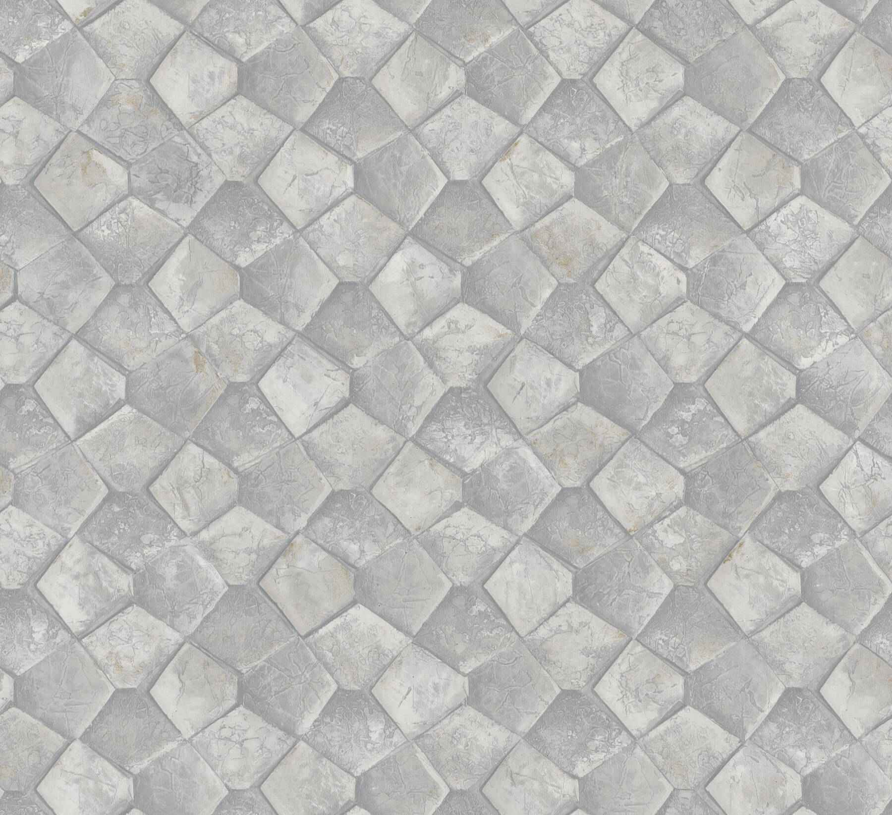 Waterford Grey Tiled Wallpaper - York Wallcoverings - MA34907 - York Wallcoverings Wallpaper