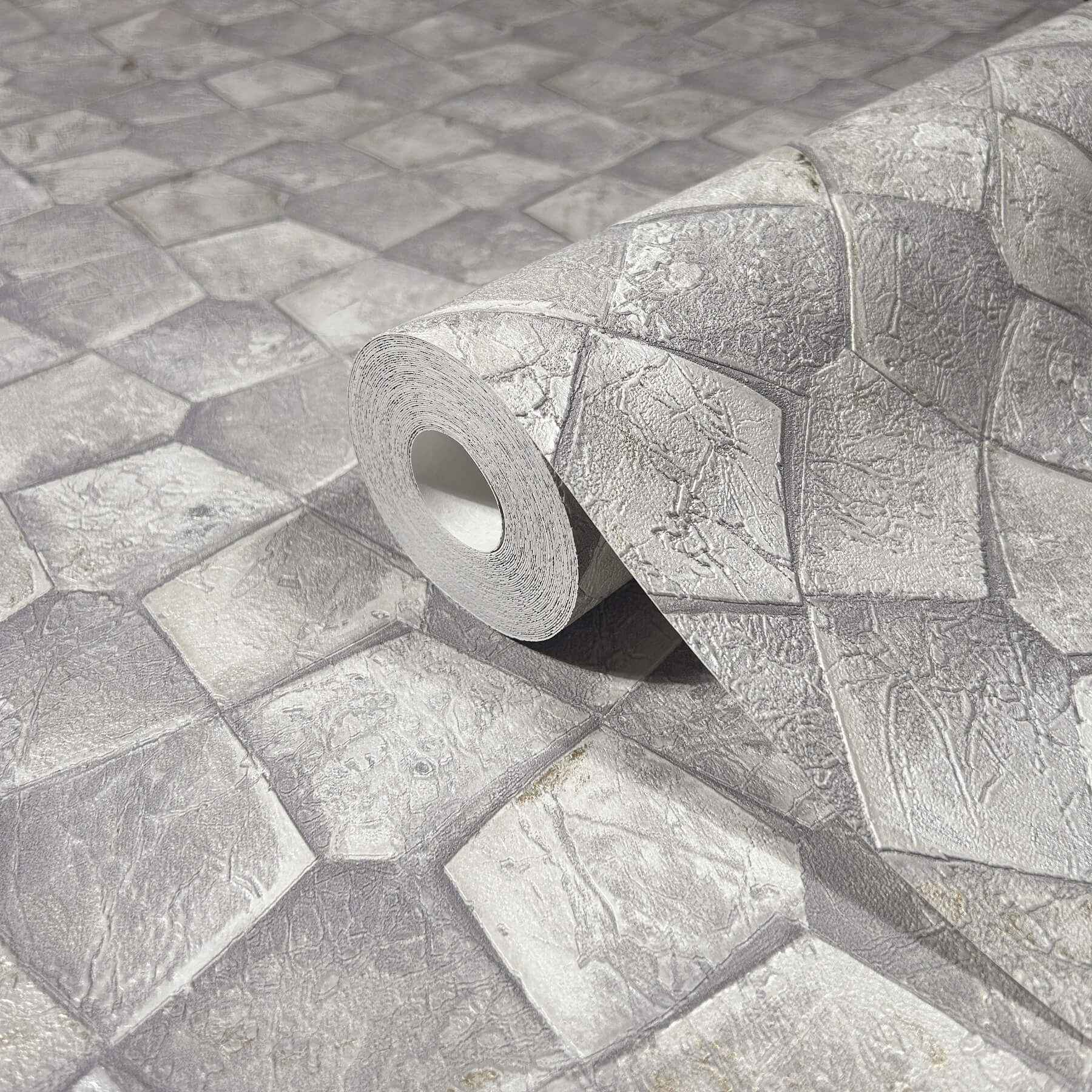 Waterford Grey Tiled Wallpaper - York Wallcoverings - MA34907 - York Wallcoverings Wallpaper