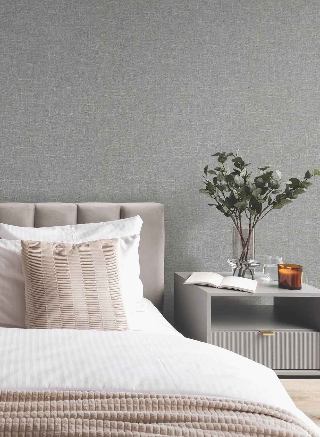 Highland Tweed Dark Grey Faux Fabric Wallpaper - York Wallcoverings - MA34915 - York Wallcoverings Wallpaper