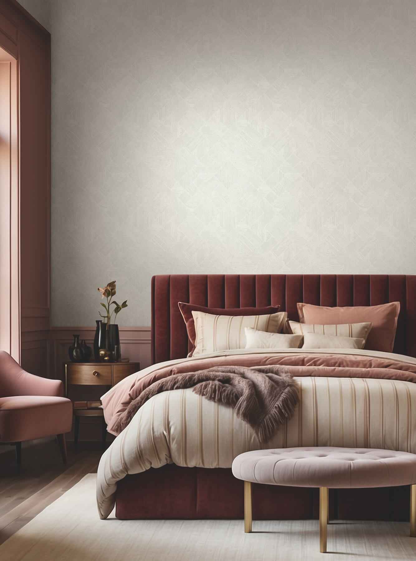 Marquetry White Tile Wallpaper - York Wallcoverings - MA35508 - York Wallcoverings Wallpaper