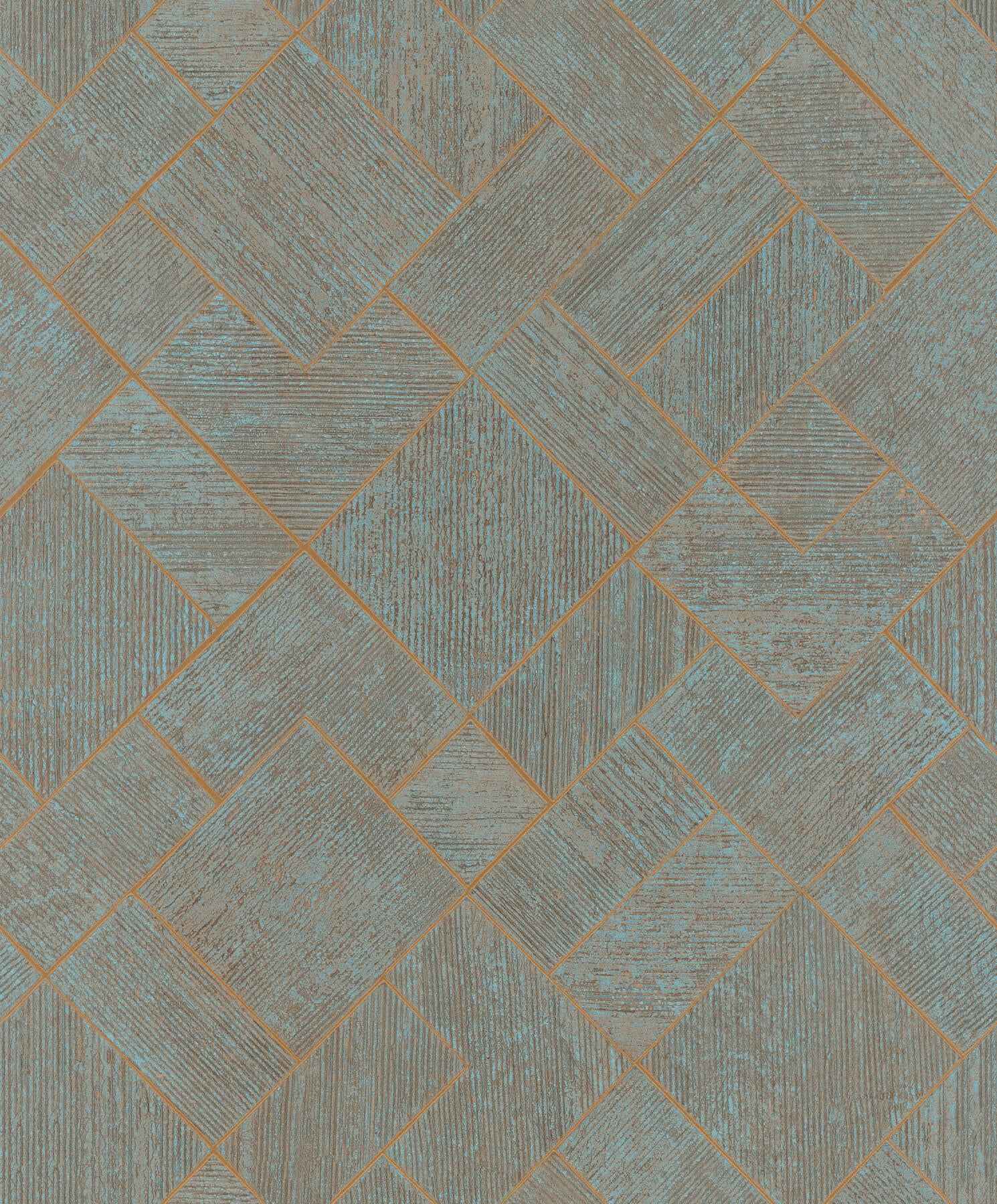 Marquetry Teal Tile Wallpaper - York Wallcoverings - MA35512 - York Wallcoverings Wallpaper