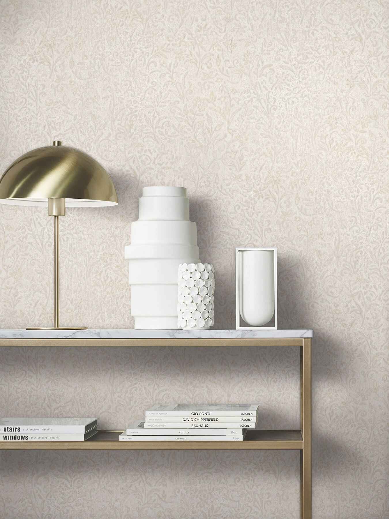 Sculpted Floral Beige Relief Wallpaper - York Wallcoverings - MA35531 - York Wallcoverings Wallpaper