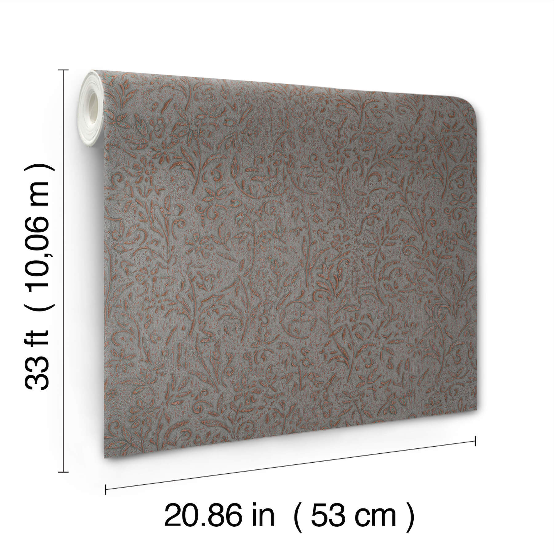 sculpted-floral-copper-relief-wallpaper-york-wallcoverings-ma35534 - York Wallcoverings Wallpaper