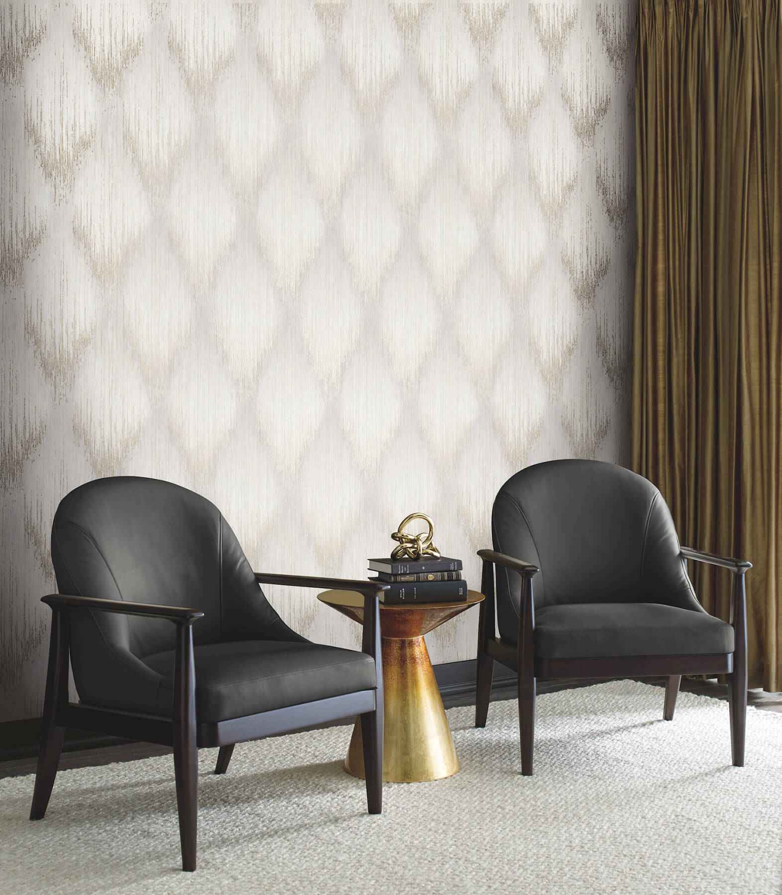 Starfall Dove Metallic Ikat Wallpaper - York Wallcoverings - MA35801 - York Wallcoverings Wallpaper