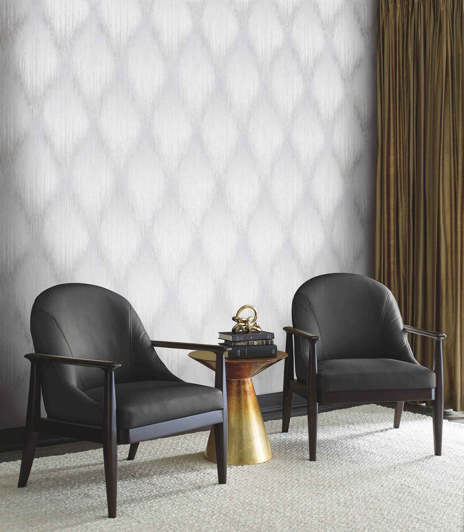 Starfall Grey Metallic Ikat Wallpaper - York Wallcoverings - MA35807 - York Wallcoverings Wallpaper