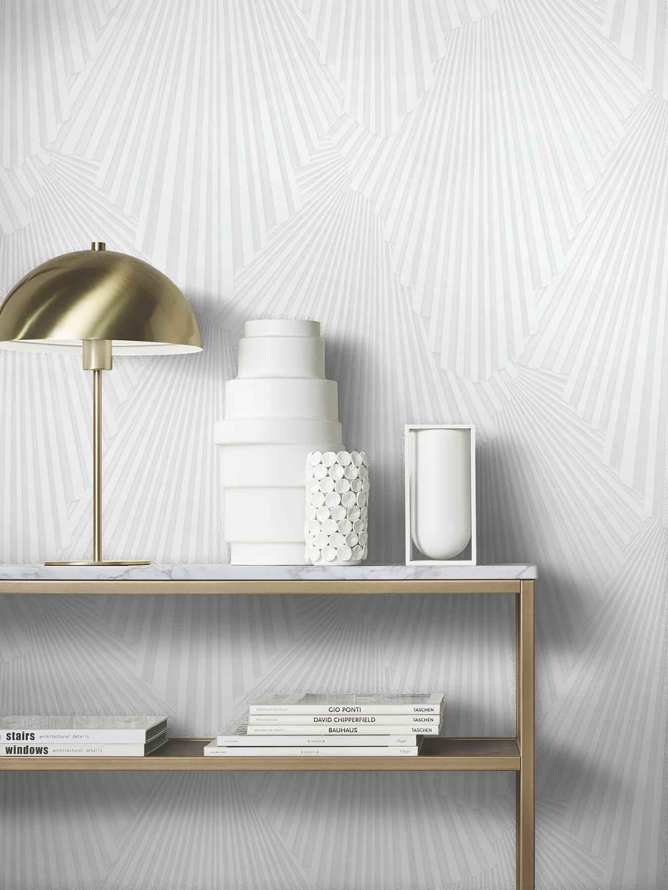 Lumiere White Deco Geo Wallpaper - York Wallcoverings - MA35845 - York Wallcoverings Wallpaper
