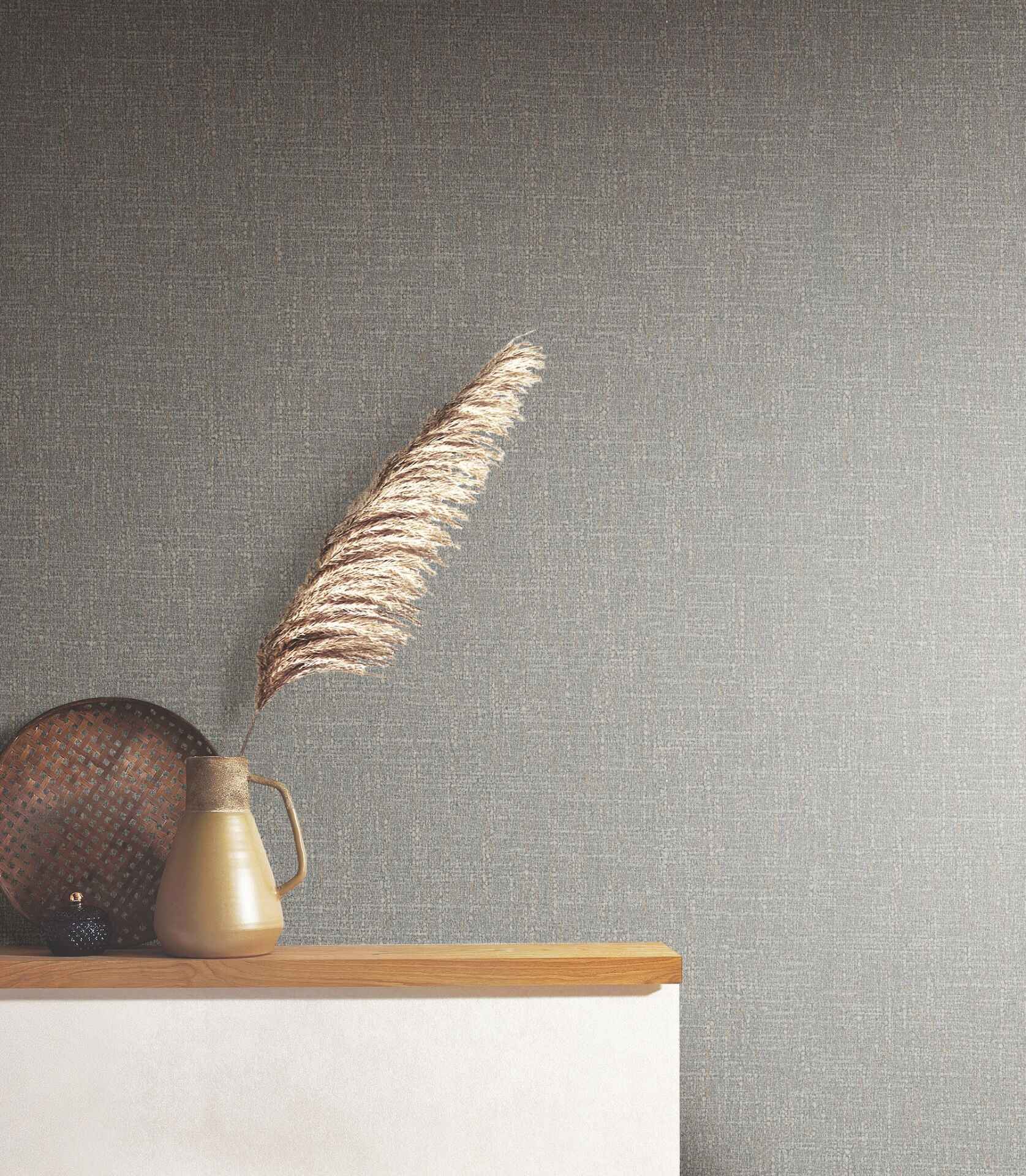 Highland Tweed Dark Grey Faux Fabric Wallpaper - York Wallcoverings - MA34915 - York Wallcoverings Wallpaper