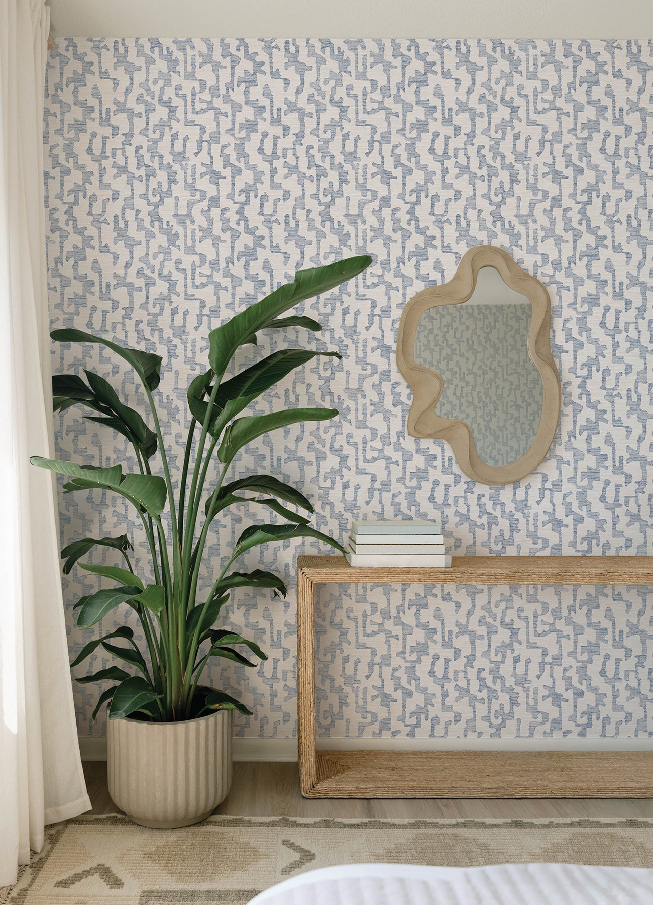 Cipher Blue Geometric Faux Grasscloth Wallpaper - York Wallcoverings - 4177-27701 - York Wallcoverings Wallpaper