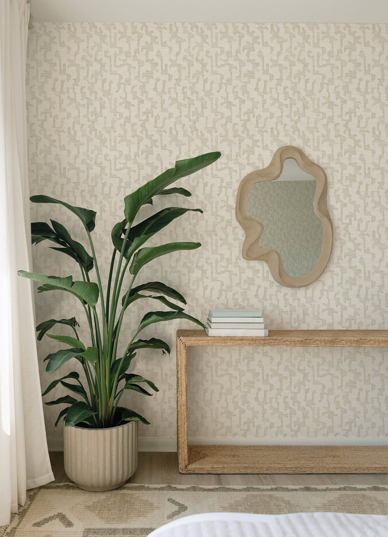 Cipher Beige Geometric Faux Grasscloth Wallpaper - York Wallcoverings - 4177-27703 - York Wallcoverings Wallpaper