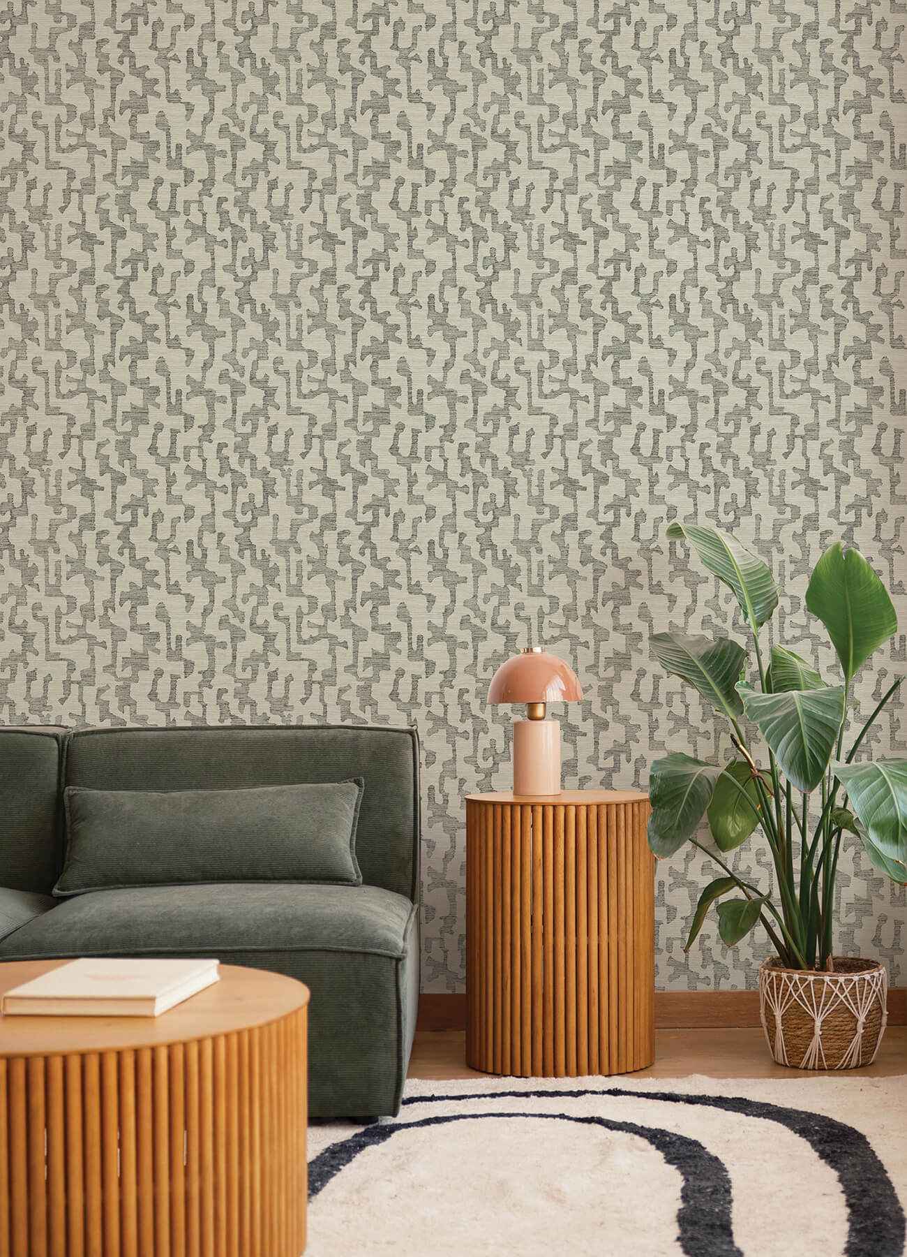 Cipher Black Geometric Faux Grasscloth Wallpaper - York Wallcoverings - 4177-27704