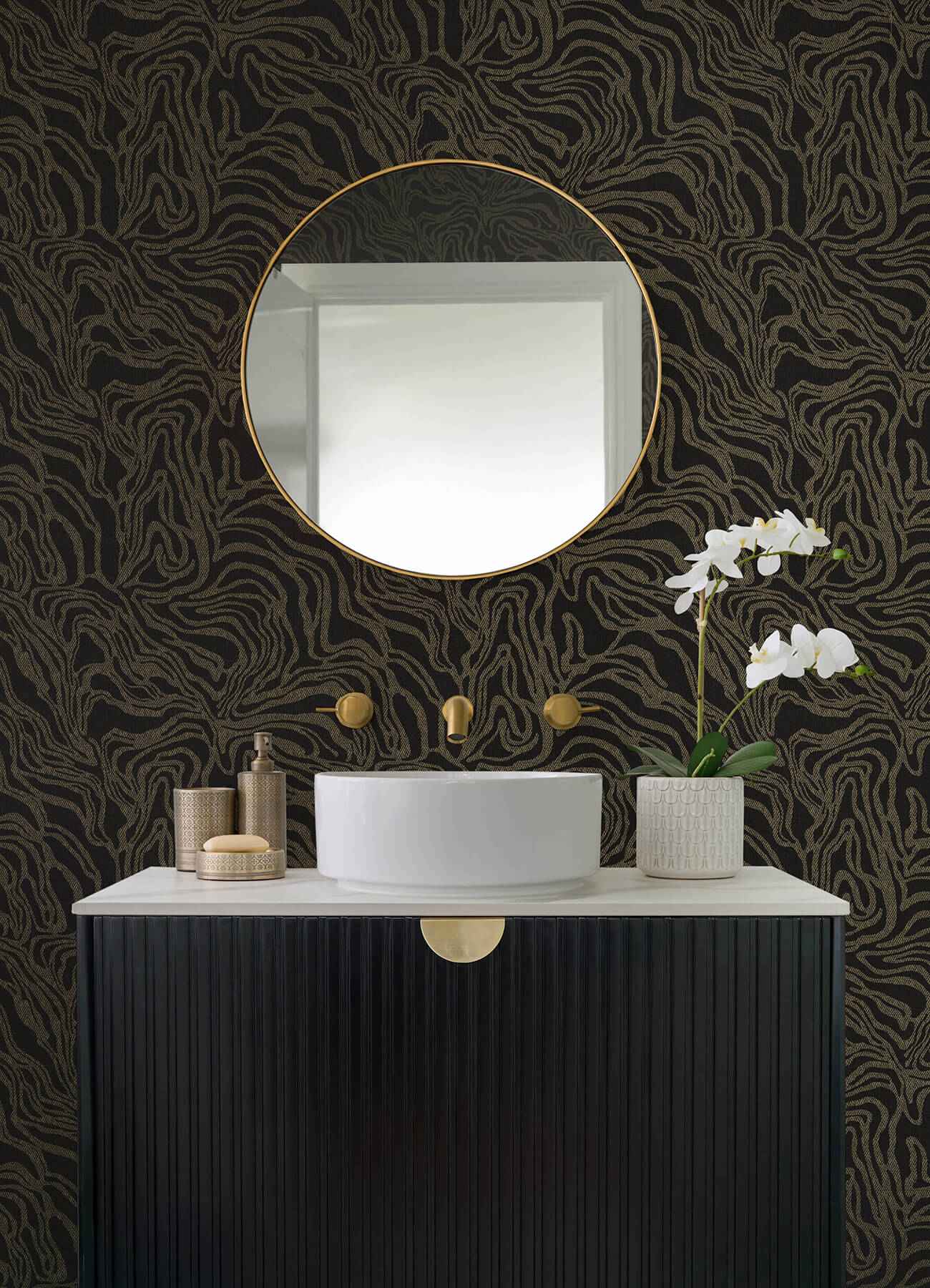 Massar Black Modern Marbled Wallpaper - York Wallcoverings - 4177-27709