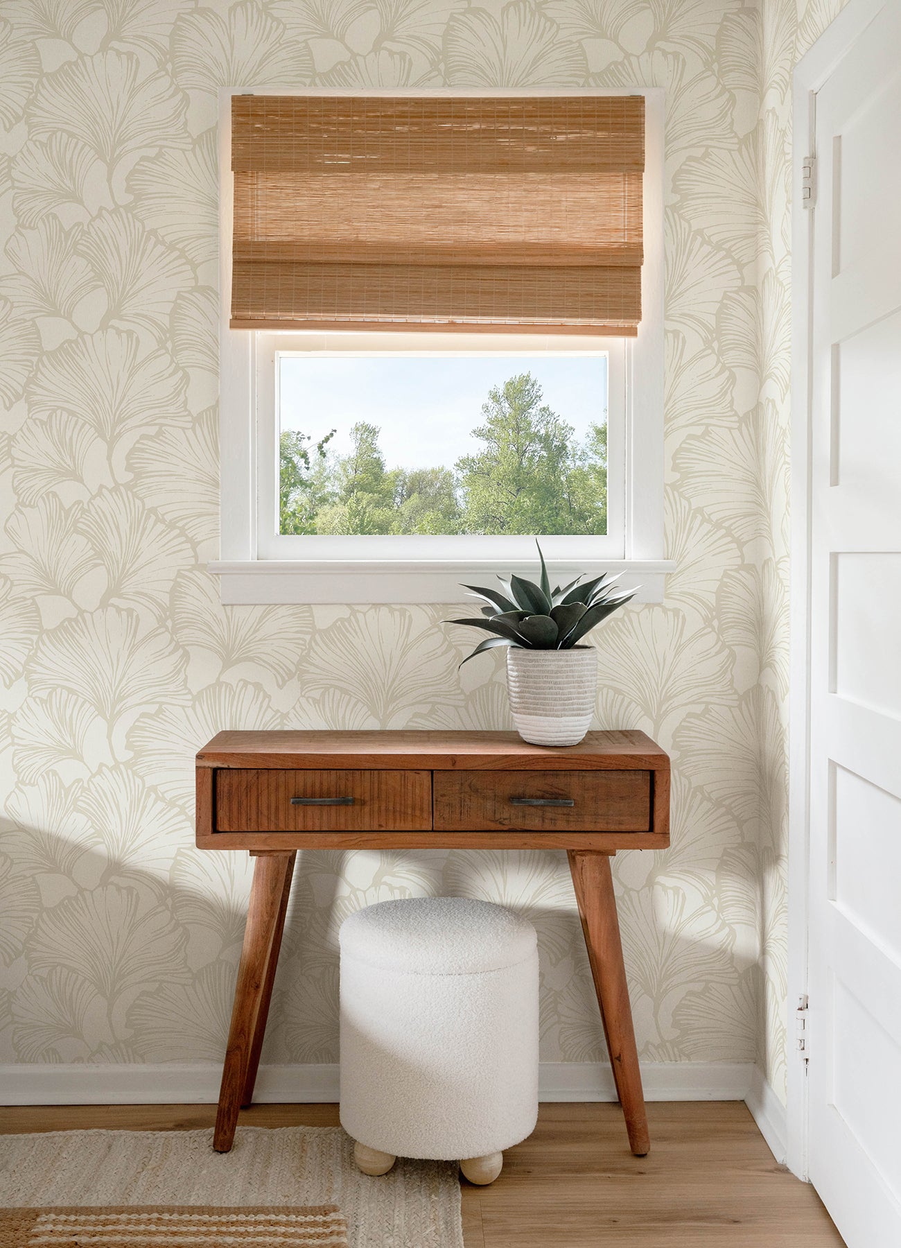 Kyoto Pearl Ginkgo Leaf Wallpaper - York Wallcoverings - 4177-27711 - York Wallcoverings Wallpaper