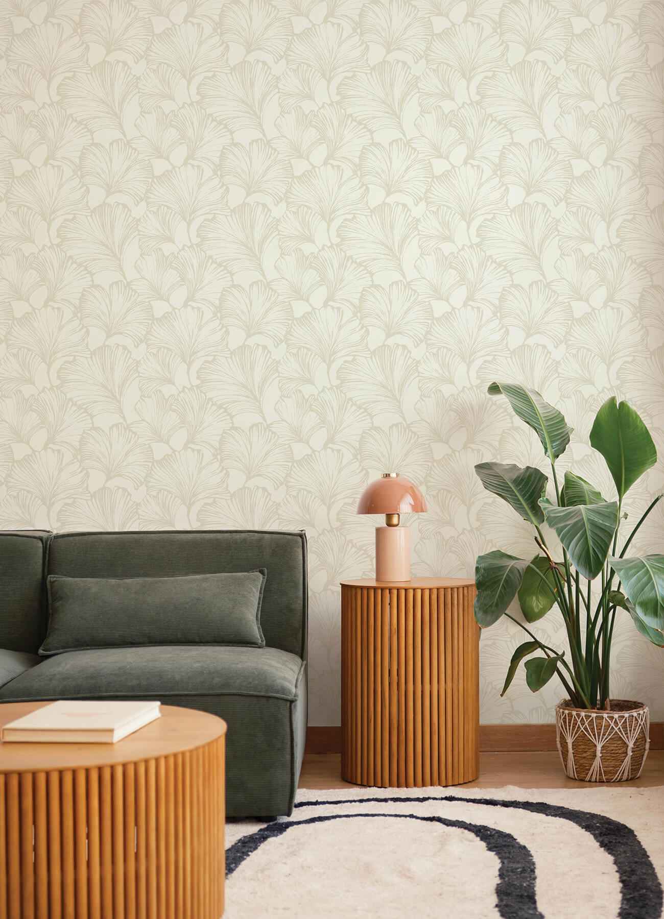 Kyoto Pearl Ginkgo Leaf Wallpaper - York Wallcoverings - 4177-27711 - York Wallcoverings Wallpaper