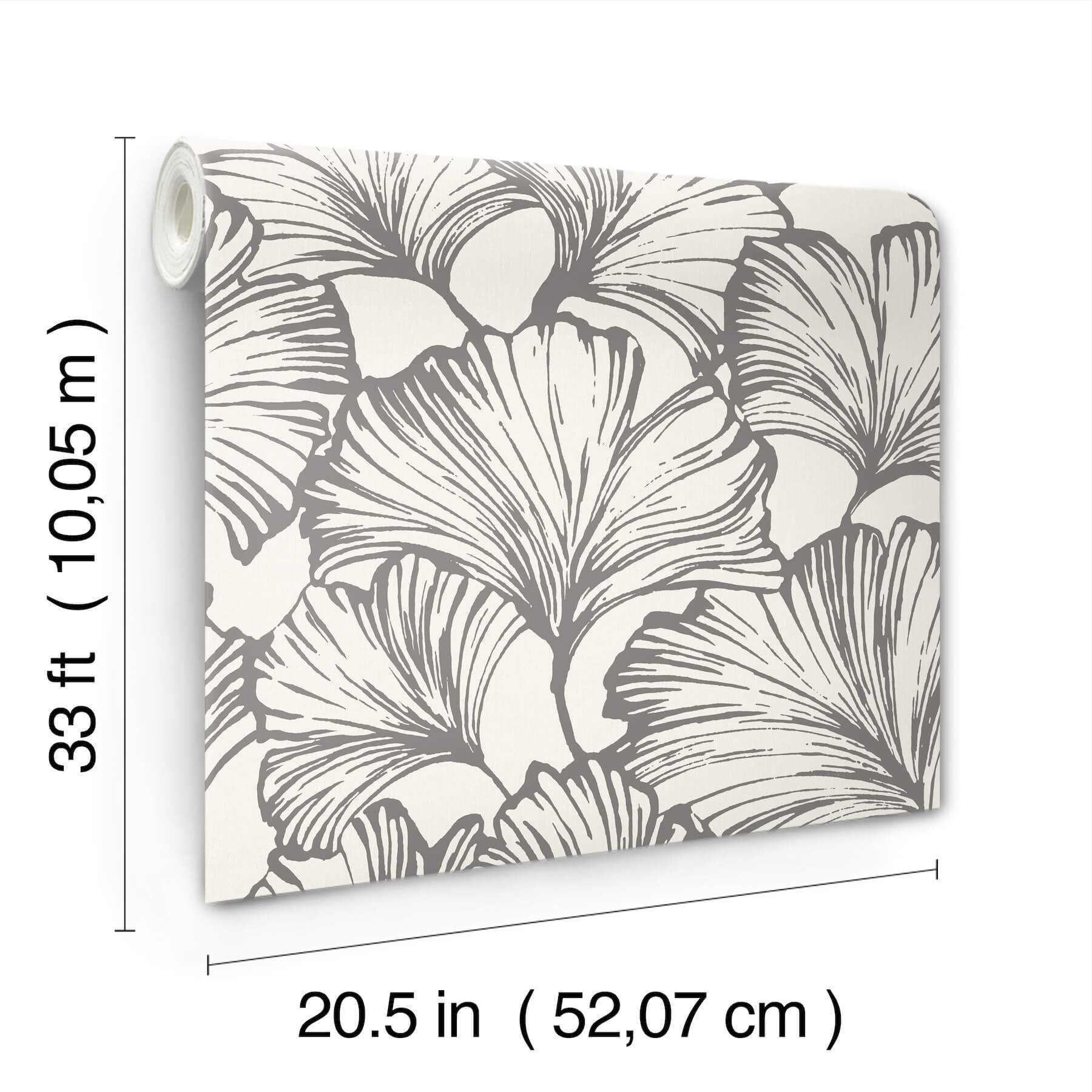kyoto-charcoal-ginkgo-leaf-wallpaper-york-wallcoverings-4177-27713 - York Wallcoverings Papel pintado
