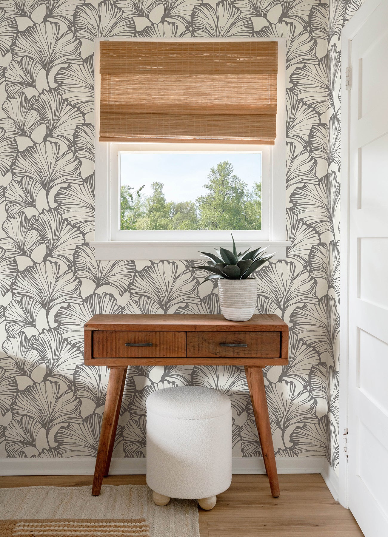 Kyoto Charcoal Ginkgo Leaf Wallpaper - York Wallcoverings - 4177-27713 - York Wallcoverings Wallpaper