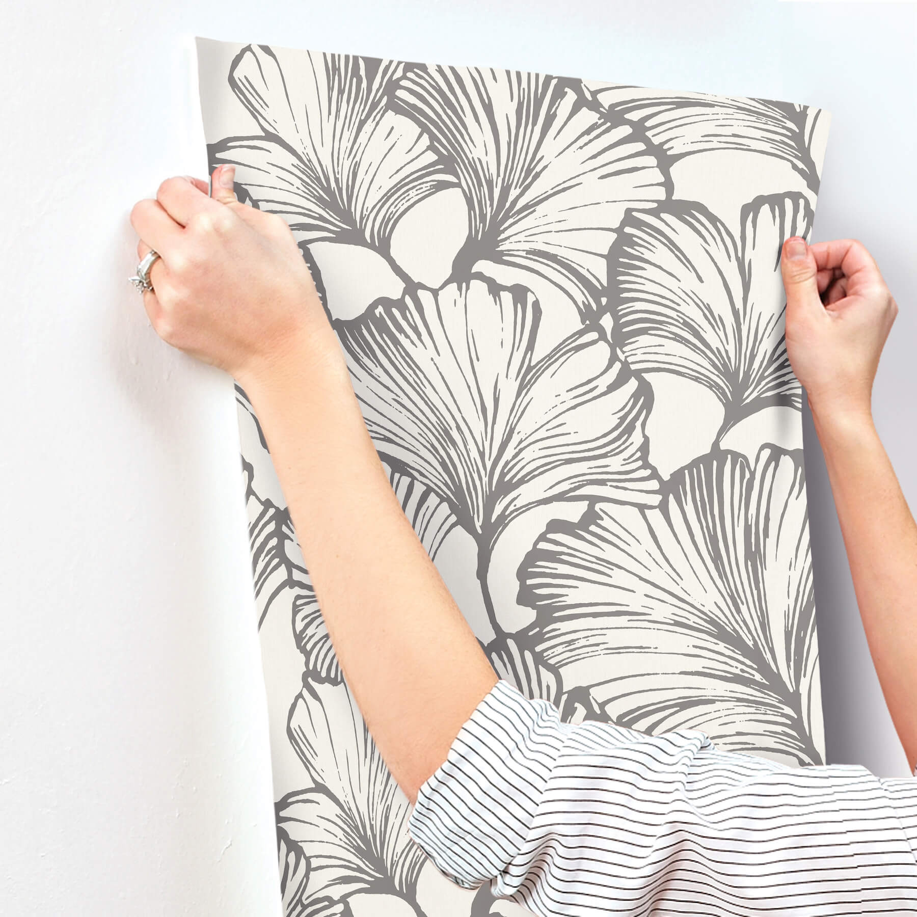 kyoto-charcoal-ginkgo-leaf-wallpaper-york-wallcoverings-4177-27713 - York Wallcoverings Wallpaper