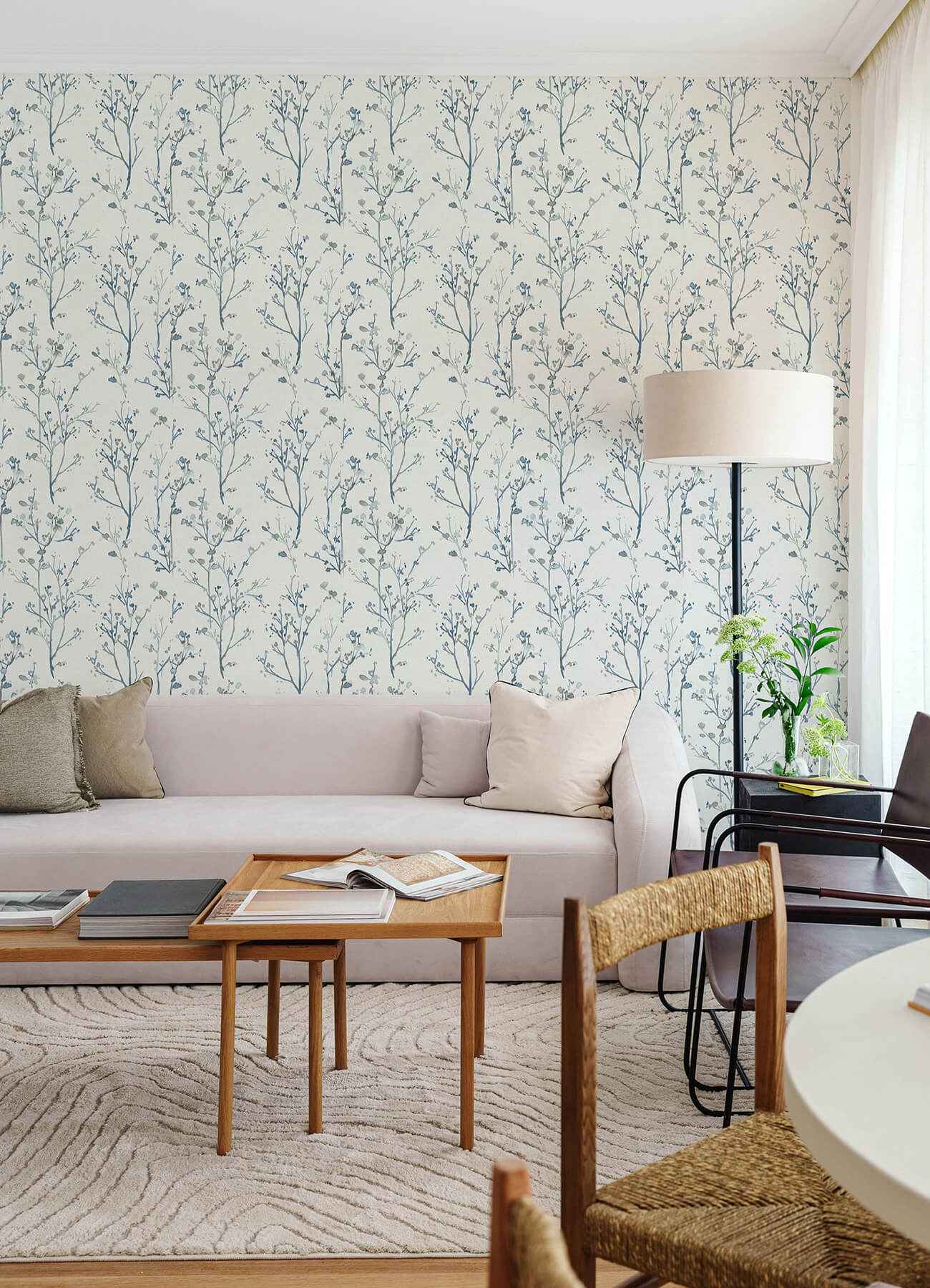 Silverling Blue Budding Branches Wallpaper - York Wallcoverings - 4177-27721 - York Wallcoverings Wallpaper