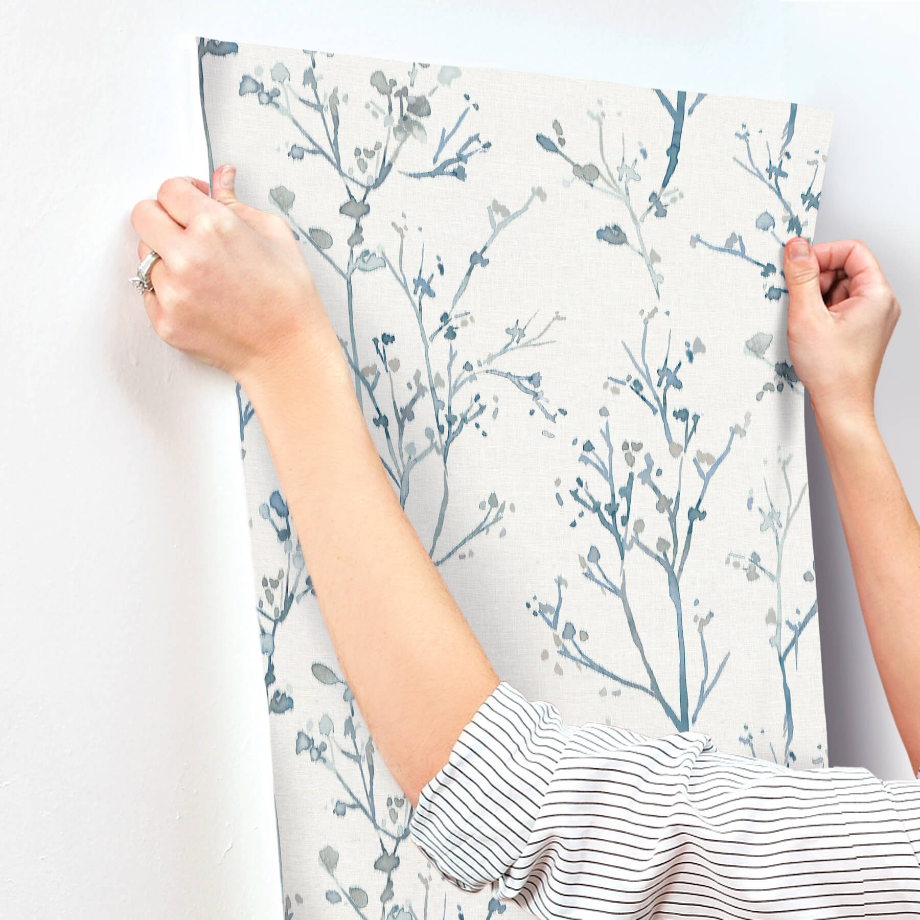 silverling-blue-budding-branches-wallpaper-york-wallcoverings-4177-27721 - York Wallcoverings Wallpaper