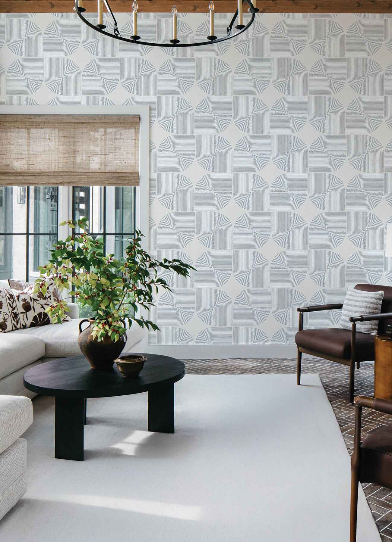 Savoye Dark Blue Spiral Arches Wallpaper - York Wallcoverings - 4177-27723 - York Wallcoverings Wallpaper